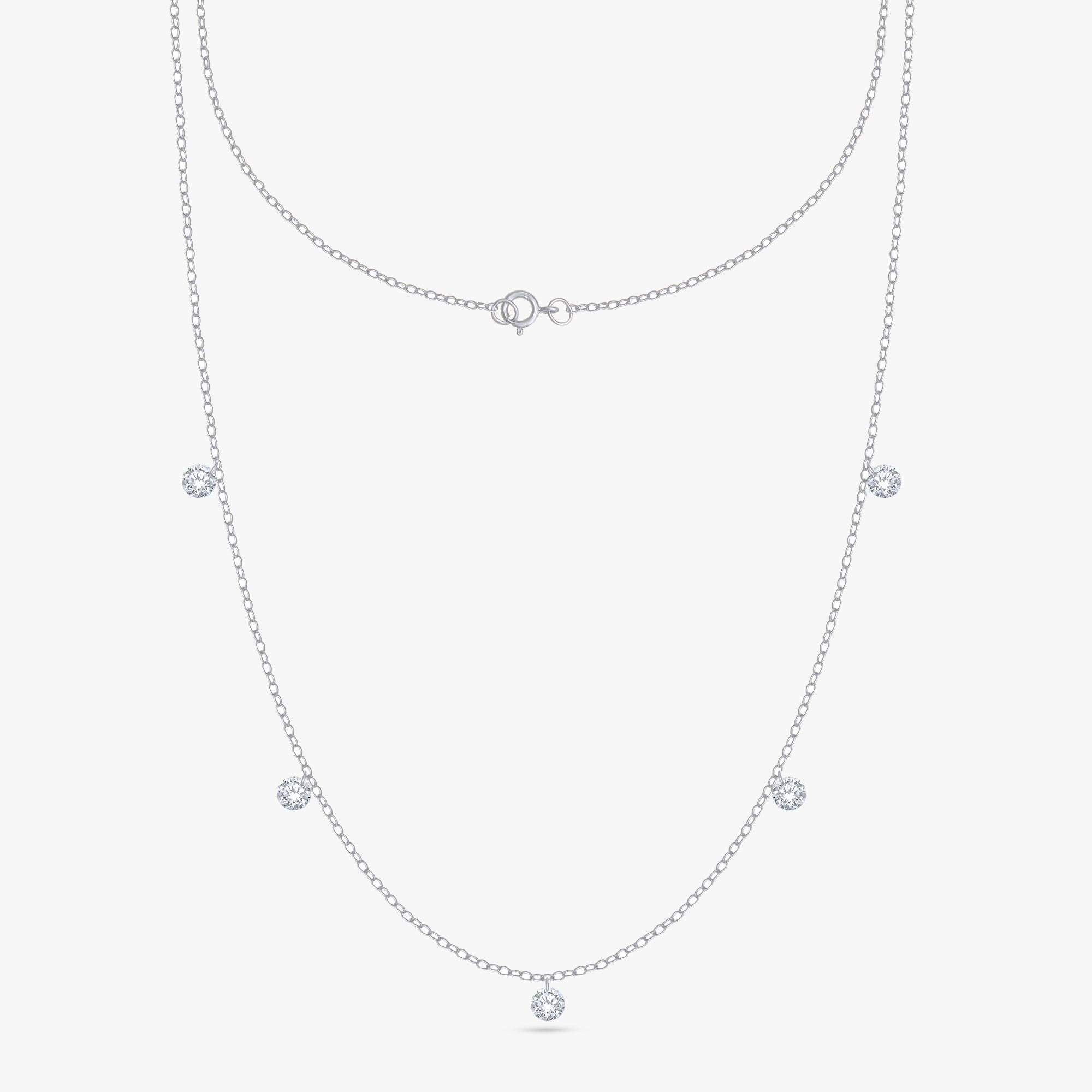 0.50 Carat Round Cut Lab Grown Diamond Five Stone Station Necklace