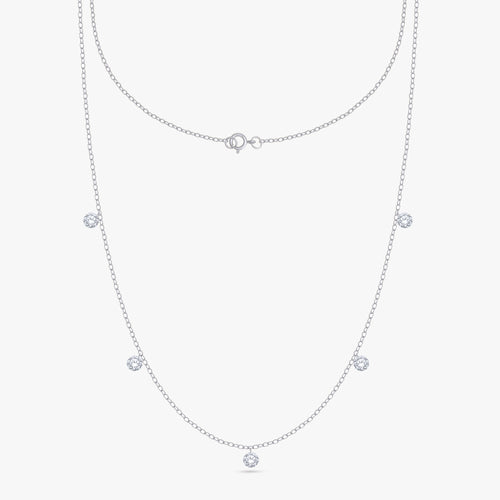0.50 Carat Round Cut Lab Grown Diamond Five Stone Station Necklace