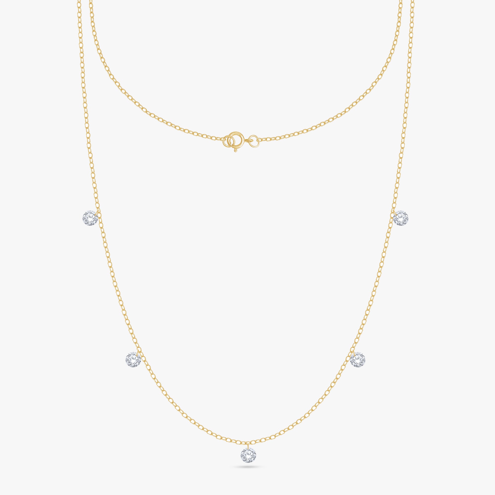 0.50 Carat Round Cut Lab Grown Diamond Five Stone Station Necklace