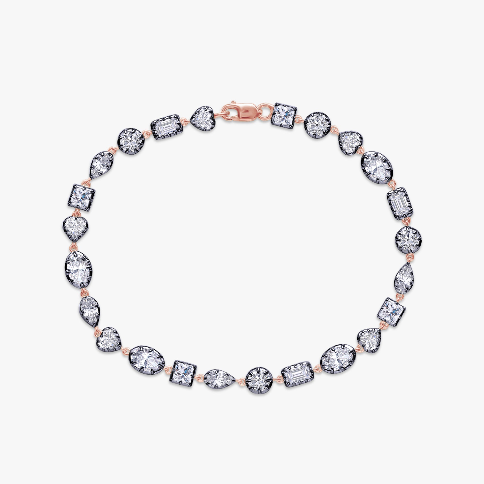 Multi Shape 6.40 Carat Lab Grown Diamond Two Tone Bracelet