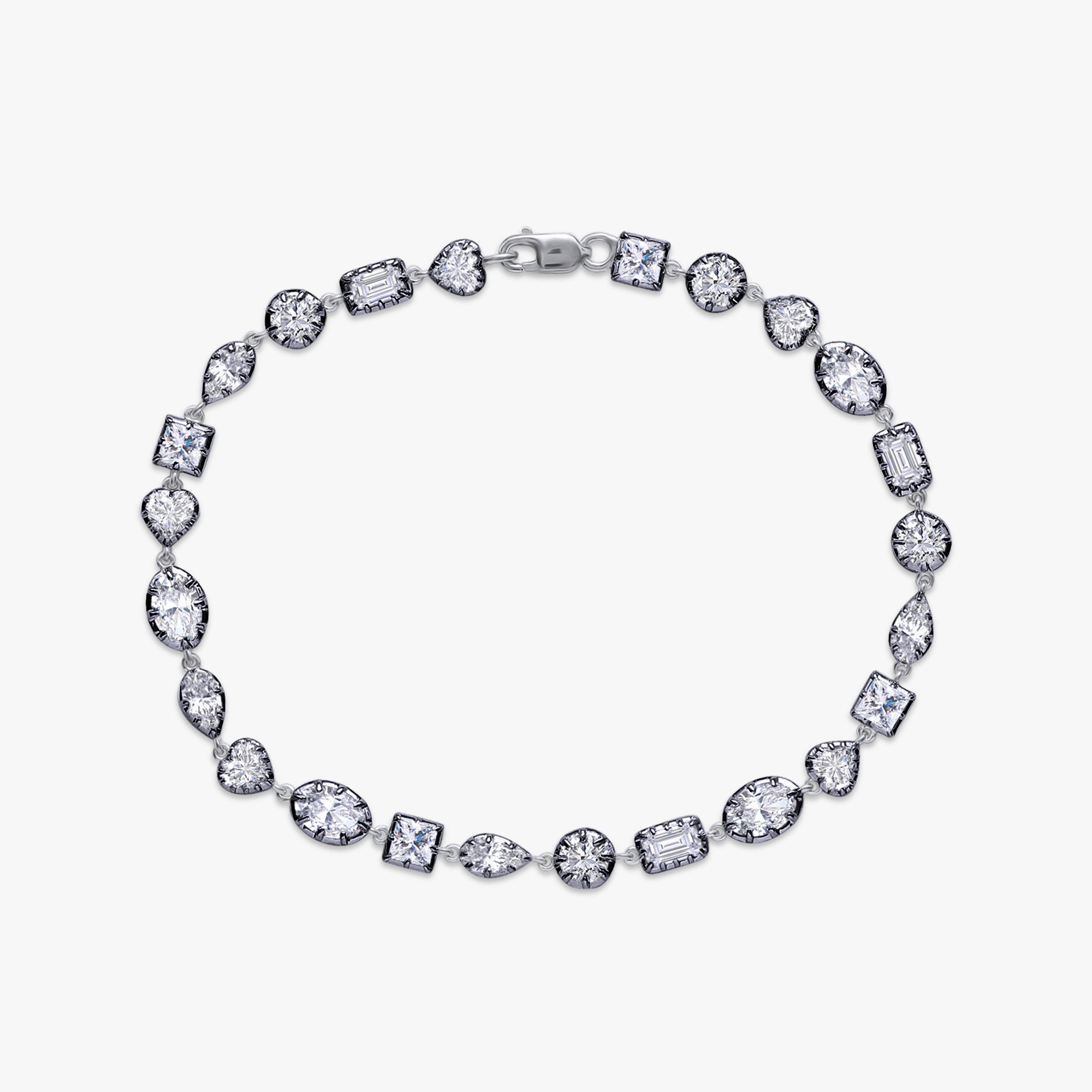 Multi Shape 6.40 Carat Lab Grown Diamond Two Tone Bracelet