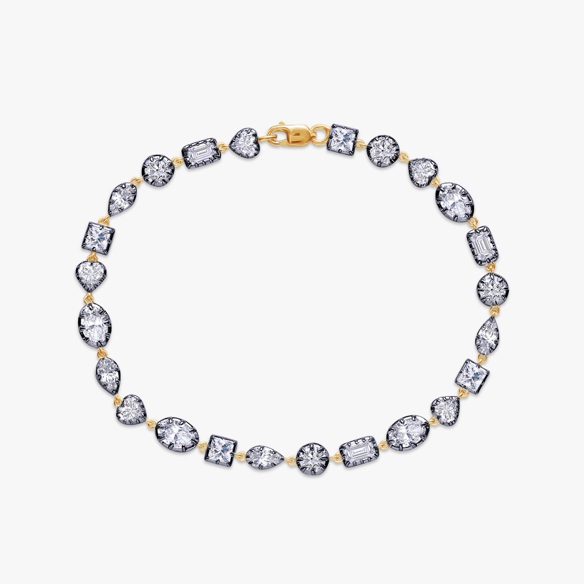 Multi Shape 6.40 Carat Lab Grown Diamond Two Tone Bracelet