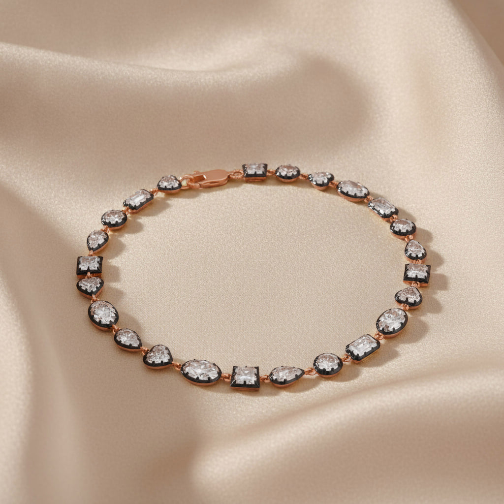 Multi Shape 6.40 Carat Lab Grown Diamond Two Tone Bracelet