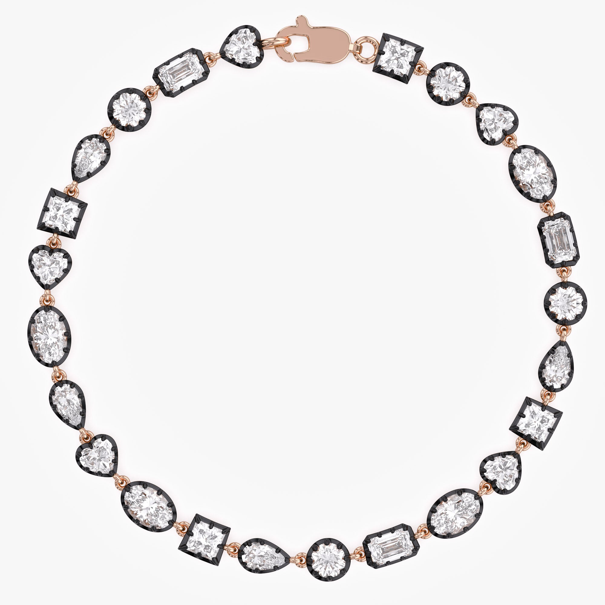 Multi Shape 6.40 Carat Lab Grown Diamond Two Tone Bracelet