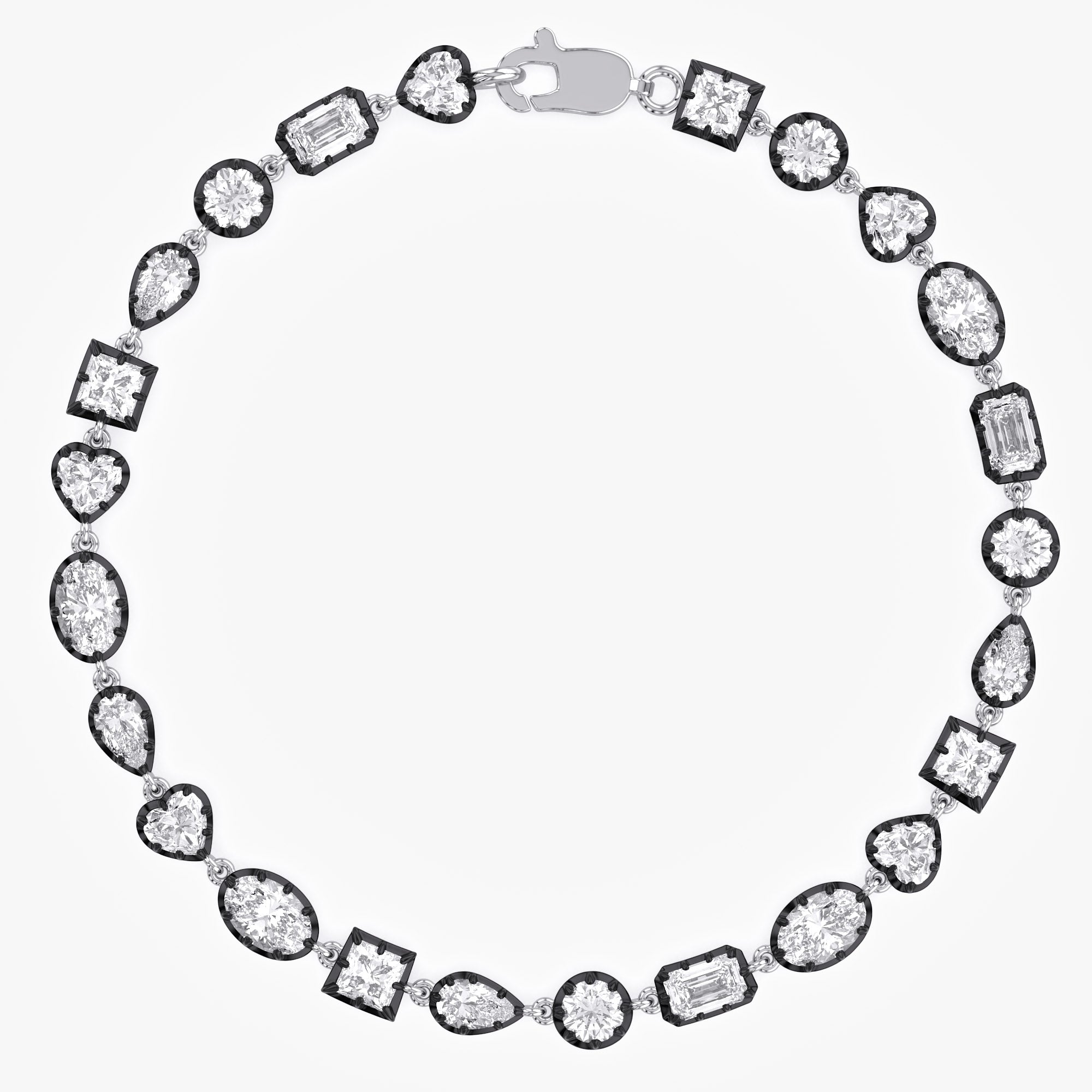Multi Shape 6.40 Carat Lab Grown Diamond Two Tone Bracelet