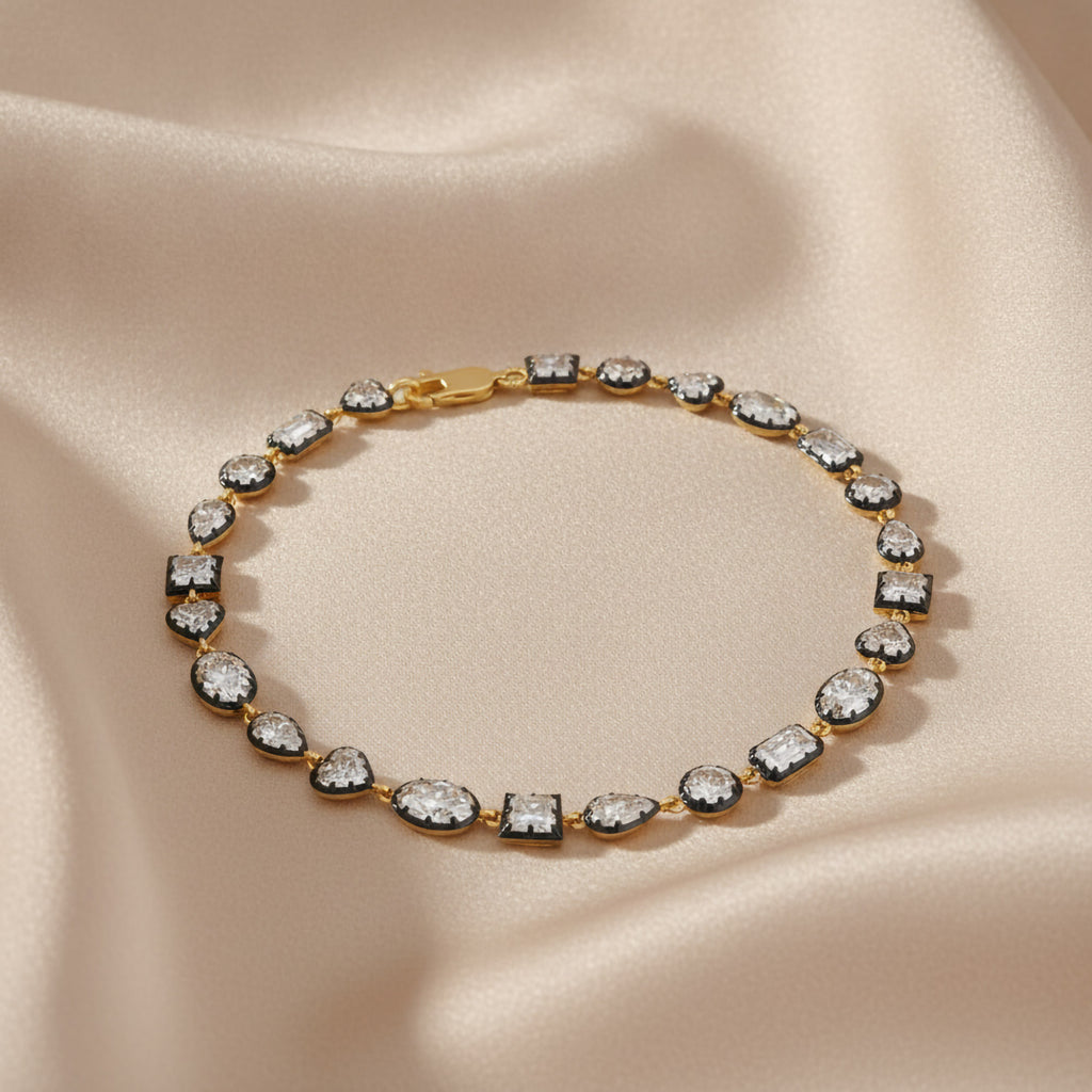 Multi Shape 6.40 Carat Lab Grown Diamond Two Tone Bracelet