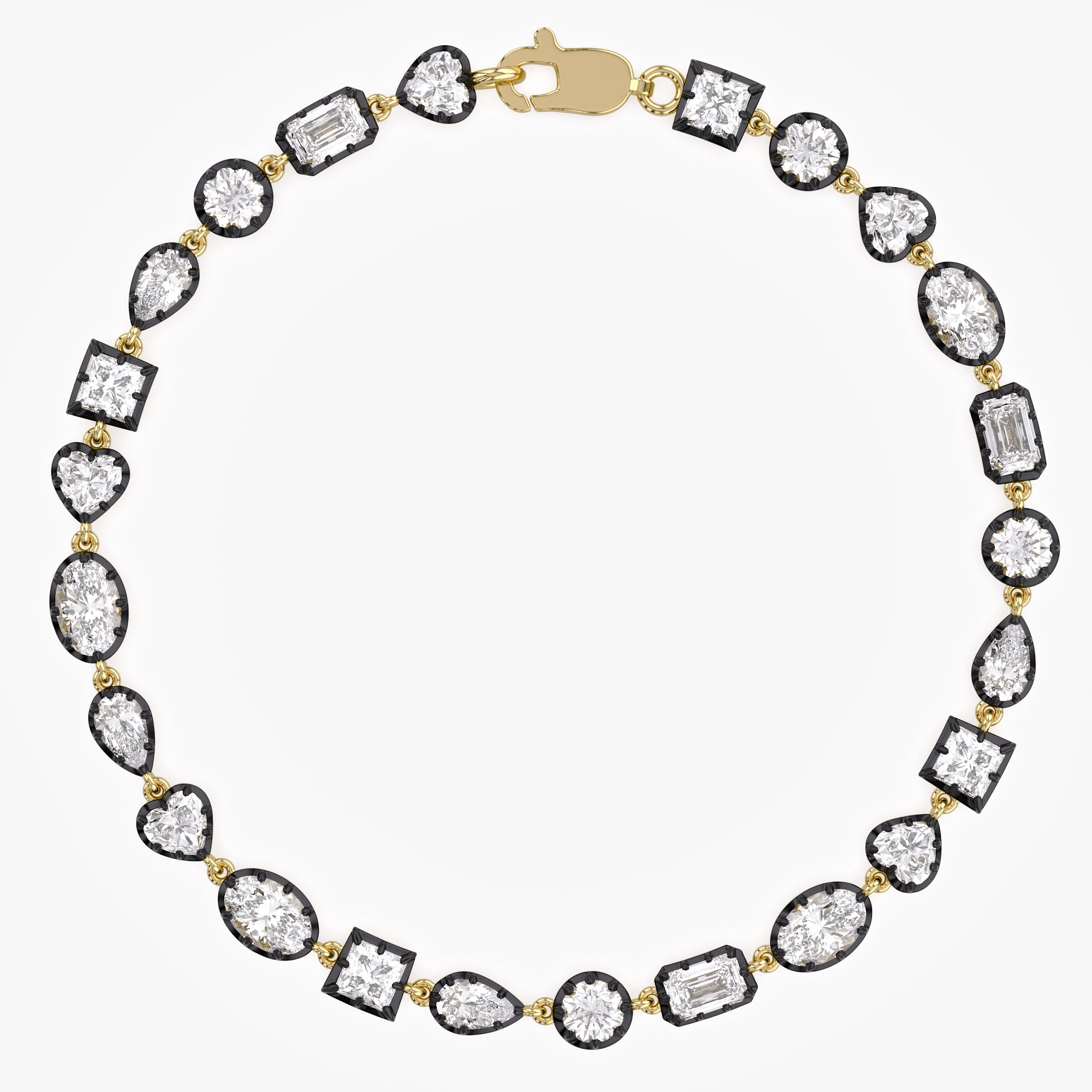 Multi Shape 6.40 Carat Lab Grown Diamond Two Tone Bracelet