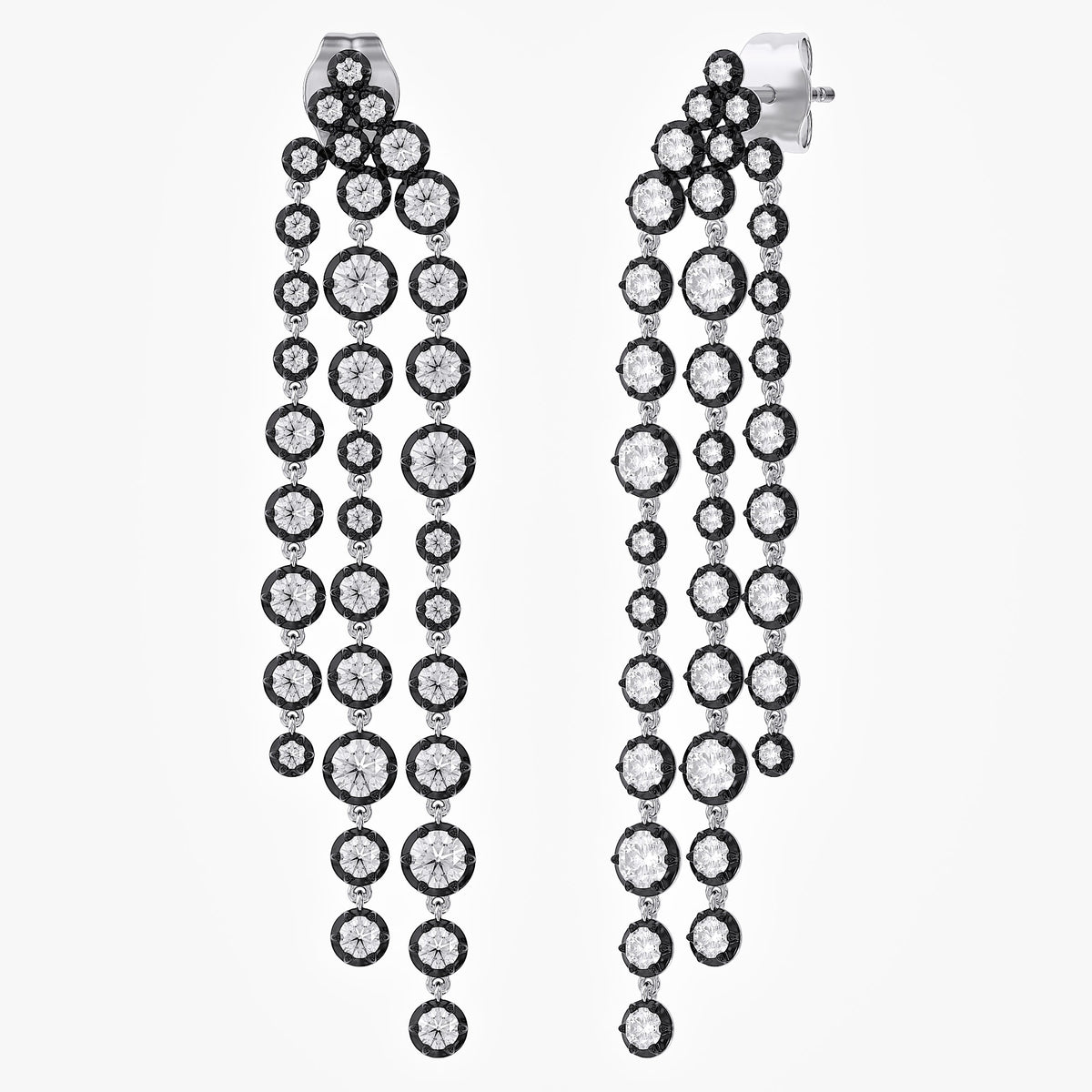 2.60 TCW Round Cut Lab Grown Diamond Linear Drop Stud Earrings