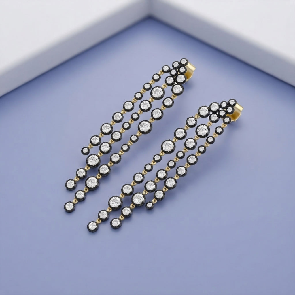 2.60 TCW Round Cut Lab Grown Diamond Linear Drop Stud Earrings