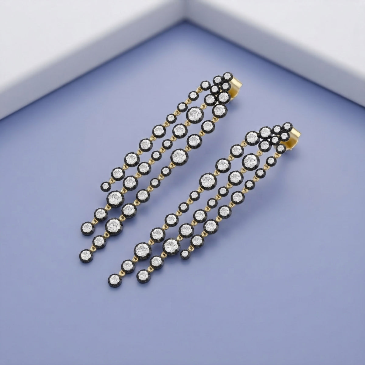 2.60 TCW Round Cut Lab Grown Diamond Linear Drop Stud Earrings