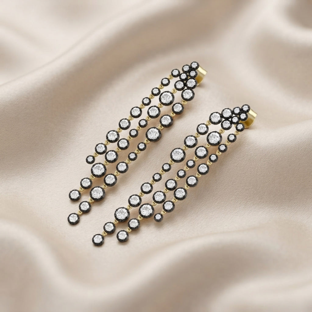 2.60 TCW Round Cut Lab Grown Diamond Linear Drop Stud Earrings