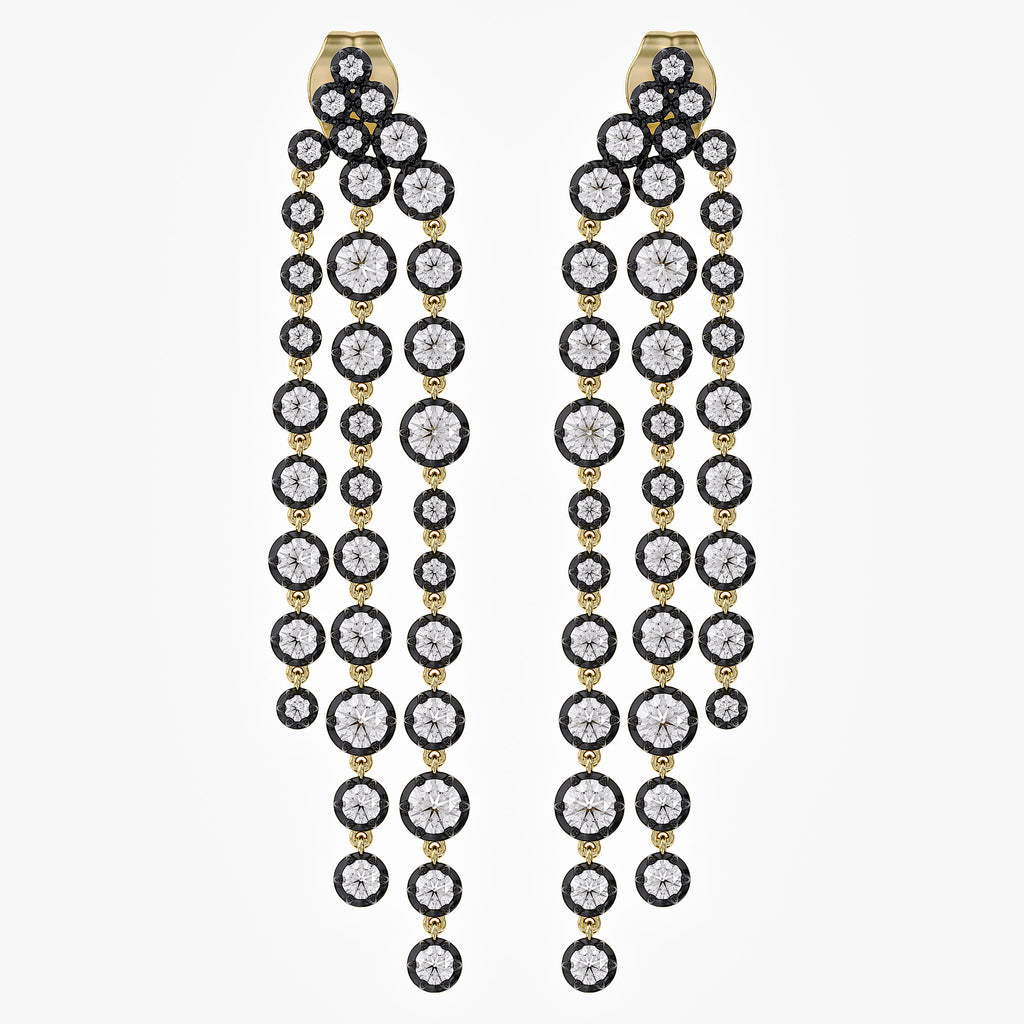 2.60 TCW Round Cut Lab Grown Diamond Linear Drop Stud Earrings