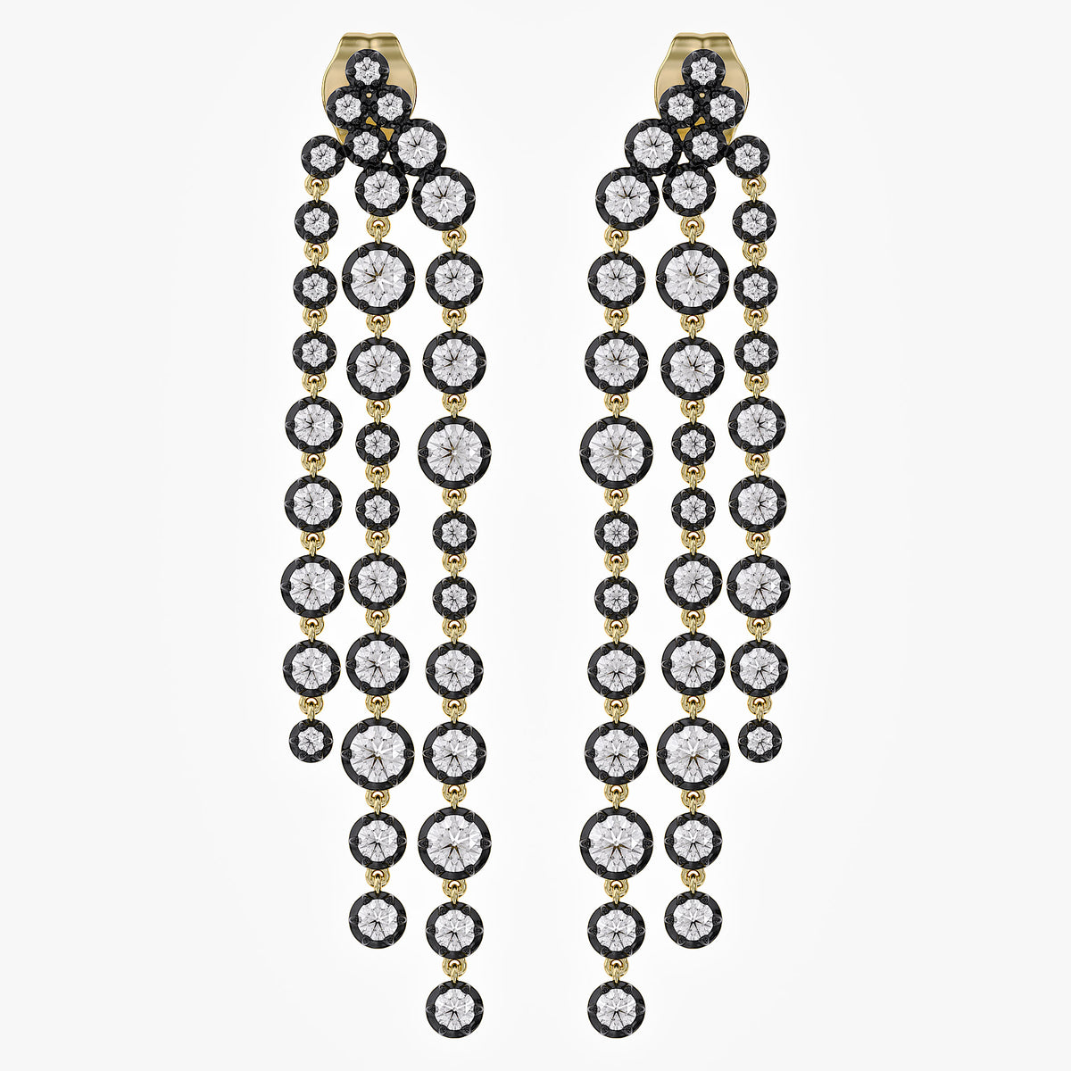 2.60 TCW Round Cut Lab Grown Diamond Linear Drop Stud Earrings