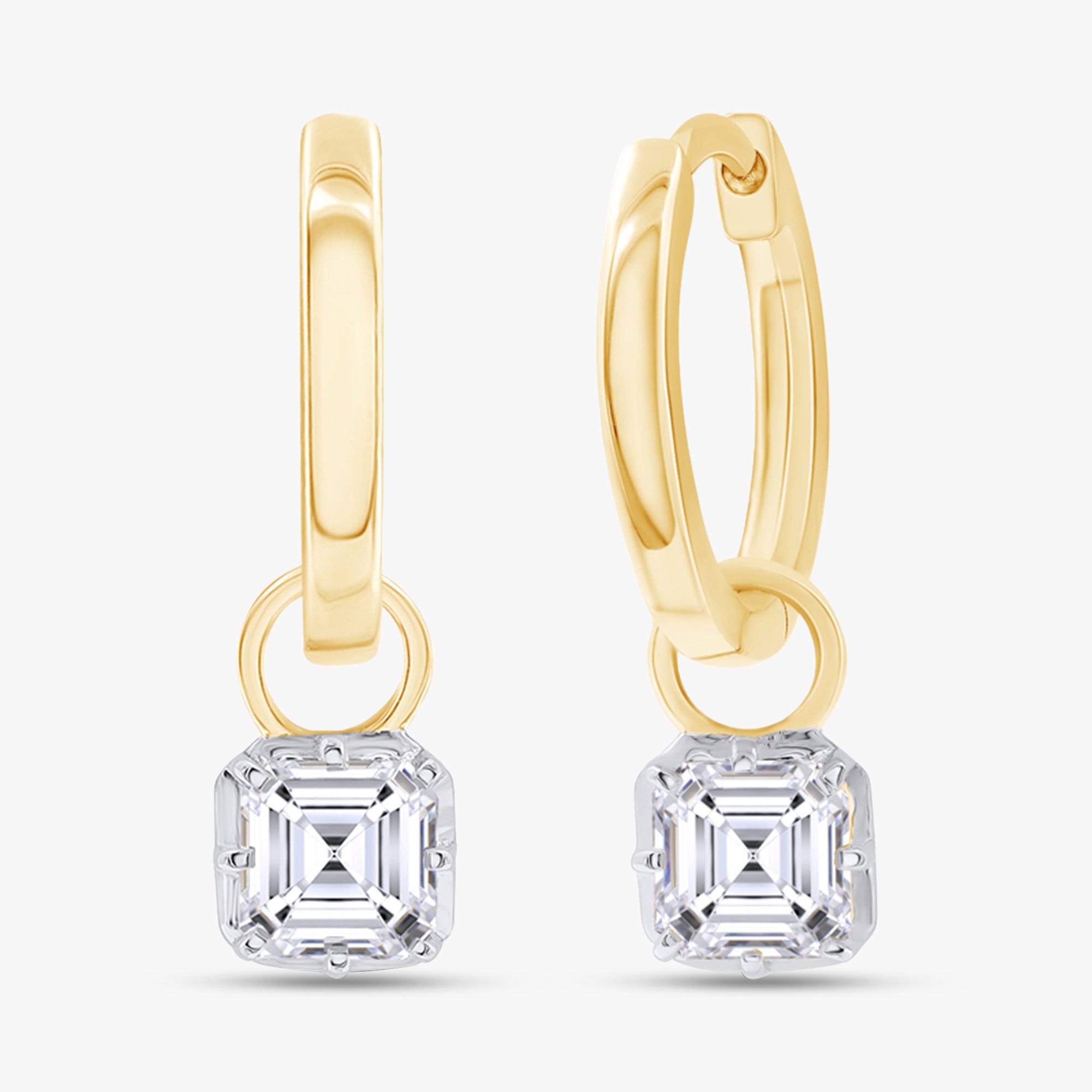1.00 Carat Asscher Cut Lab Grown Diamond Drop Dangle Earrings