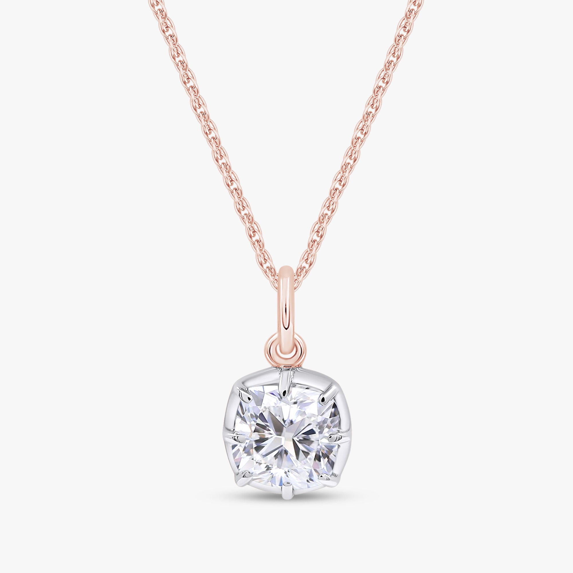 0.70 Carat Cushion Cut Lab Grown Diamond Solitaire Pendant Necklace