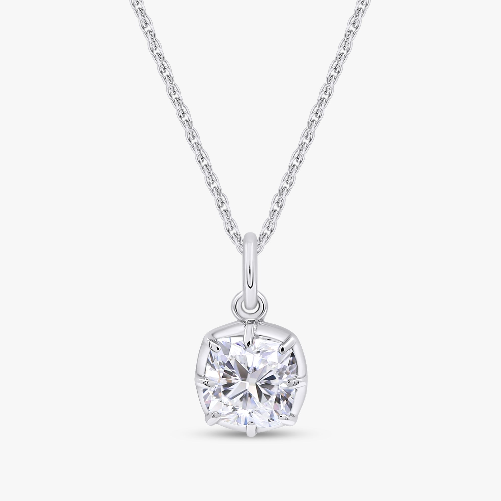 0.70 Carat Cushion Cut Lab Grown Diamond Solitaire Pendant Necklace