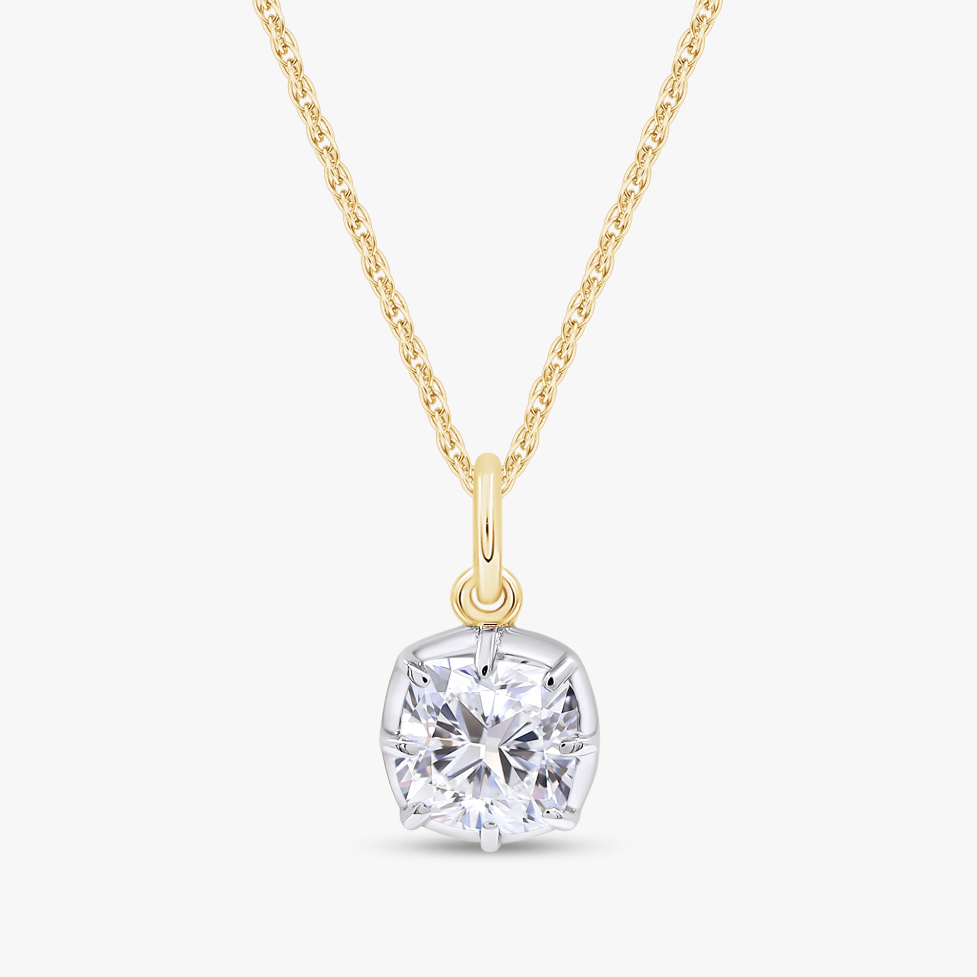 0.70 Carat Cushion Cut Lab Grown Diamond Solitaire Pendant Necklace