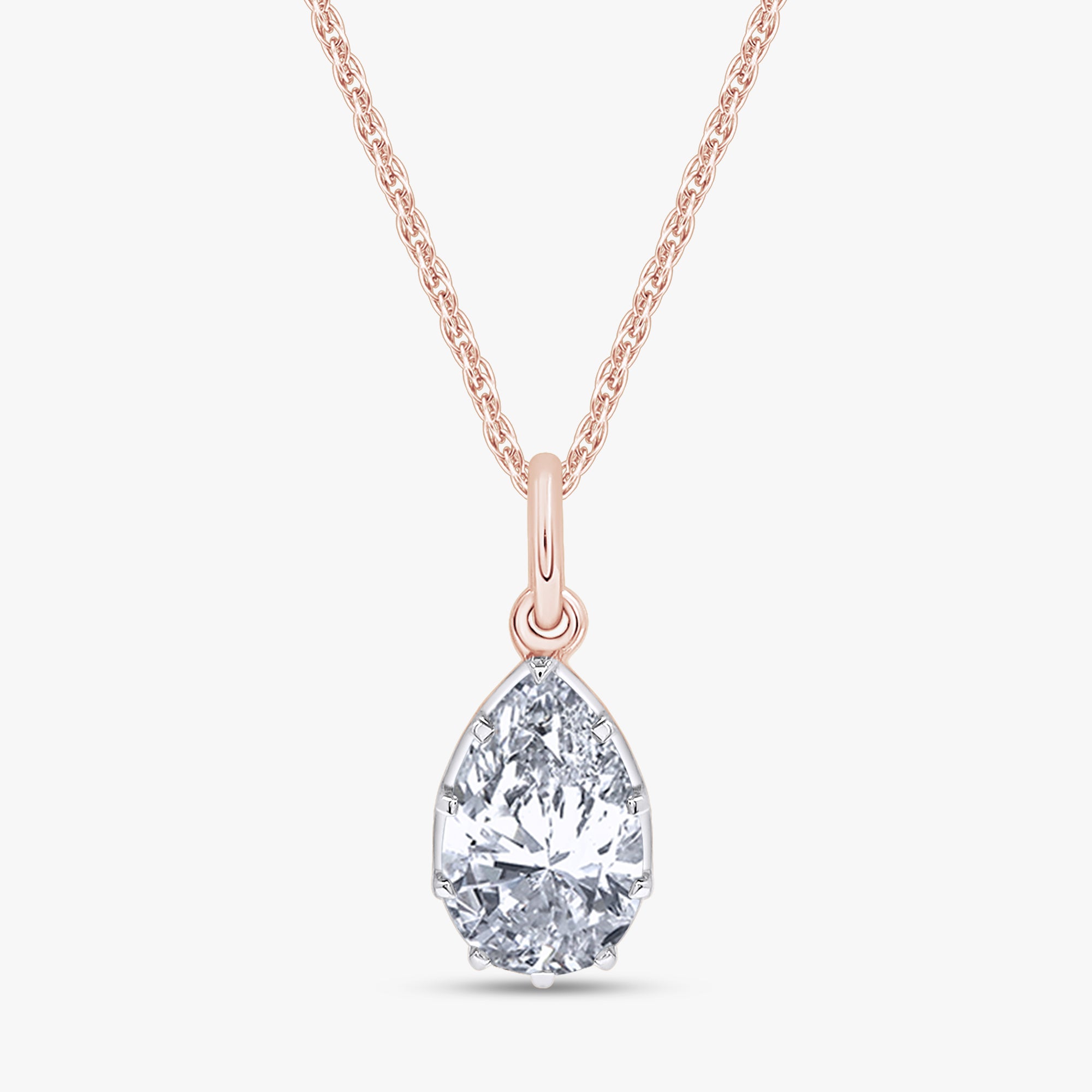 1.00 Carat Pear Shape Lab Grown Diamond Drop Pendant Necklace