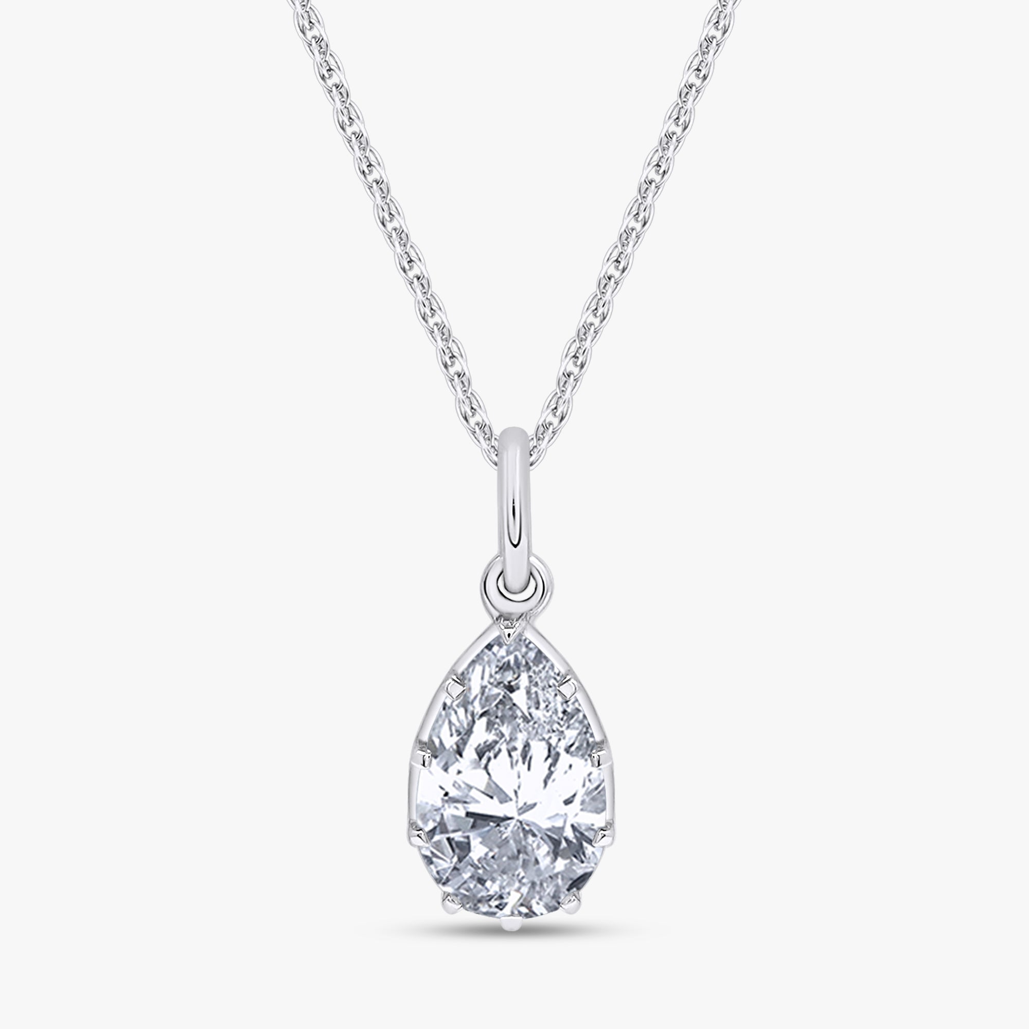 1.00 Carat Pear Shape Lab Grown Diamond Drop Pendant Necklace