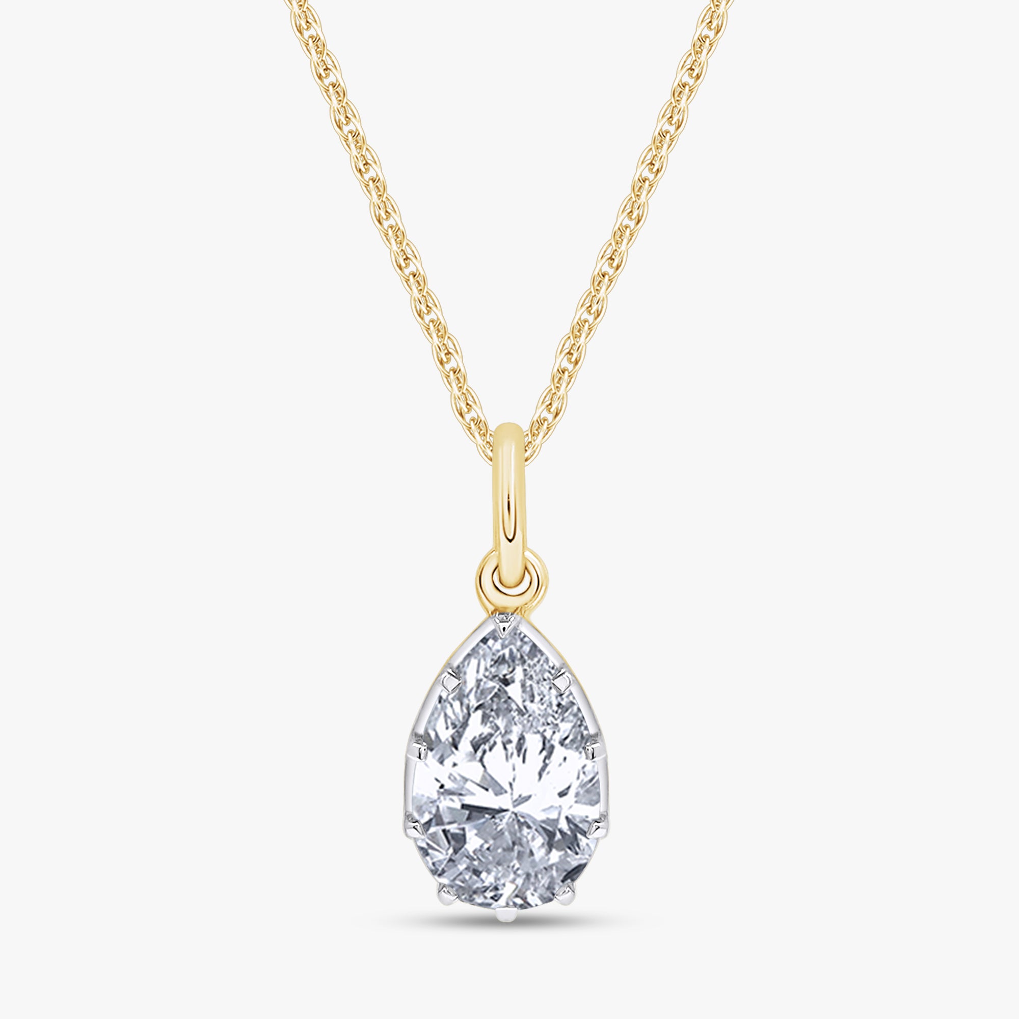 1.00 Carat Pear Shape Lab Grown Diamond Drop Pendant Necklace