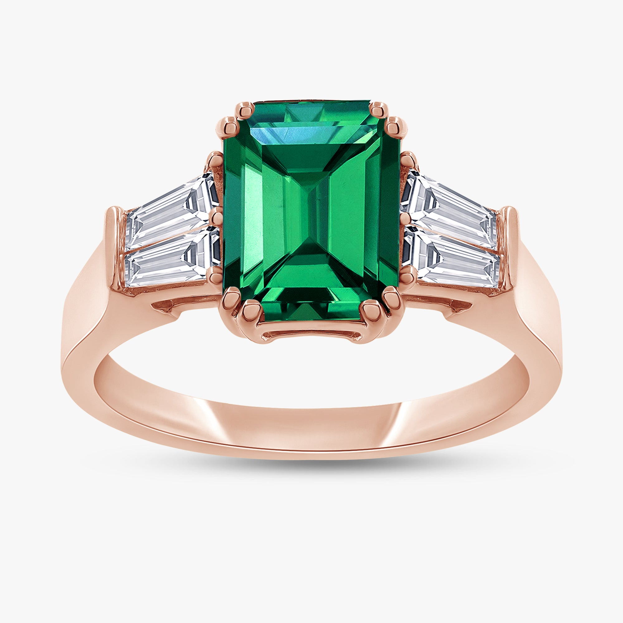 1.50 Carat Lab Grown Gemstone and Lab Diamond 3-Stone Engagement Ring