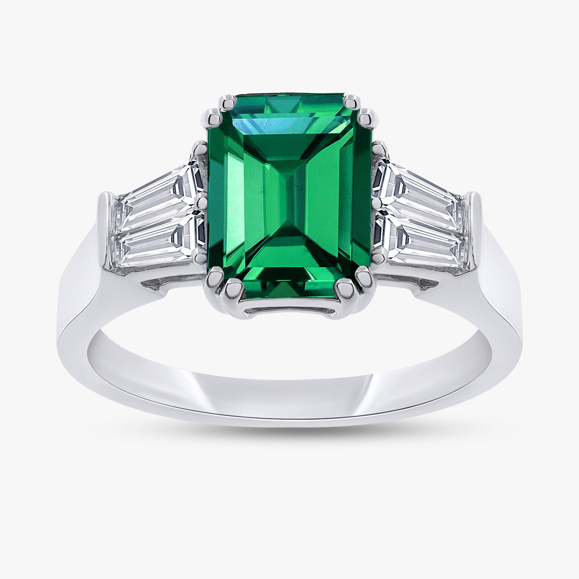 1.50 Carat Lab Grown Gemstone and Lab Diamond 3-Stone Engagement Ring