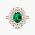 3.25 Carat Lab Grown Gemstone and Lab Diamond Double Halo Cluster Ring