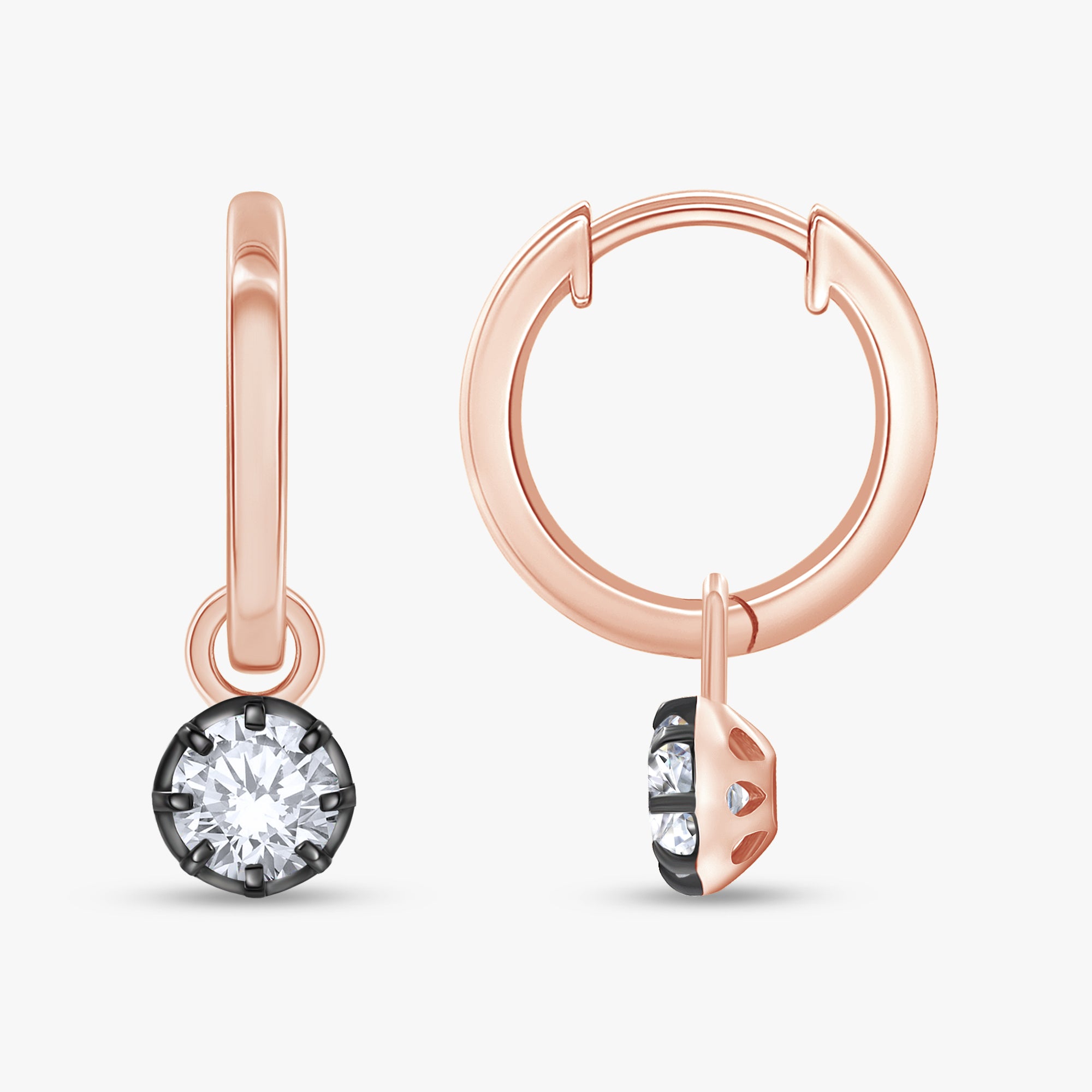 0.75 Carat Round Cut Lab Grown Diamond Drop Solitaire Earrings