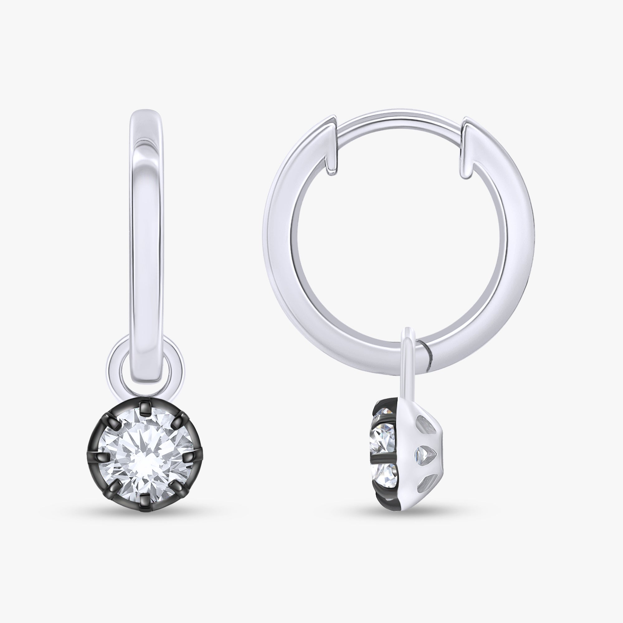 0.75 Carat Round Cut Lab Grown Diamond Drop Solitaire Earrings