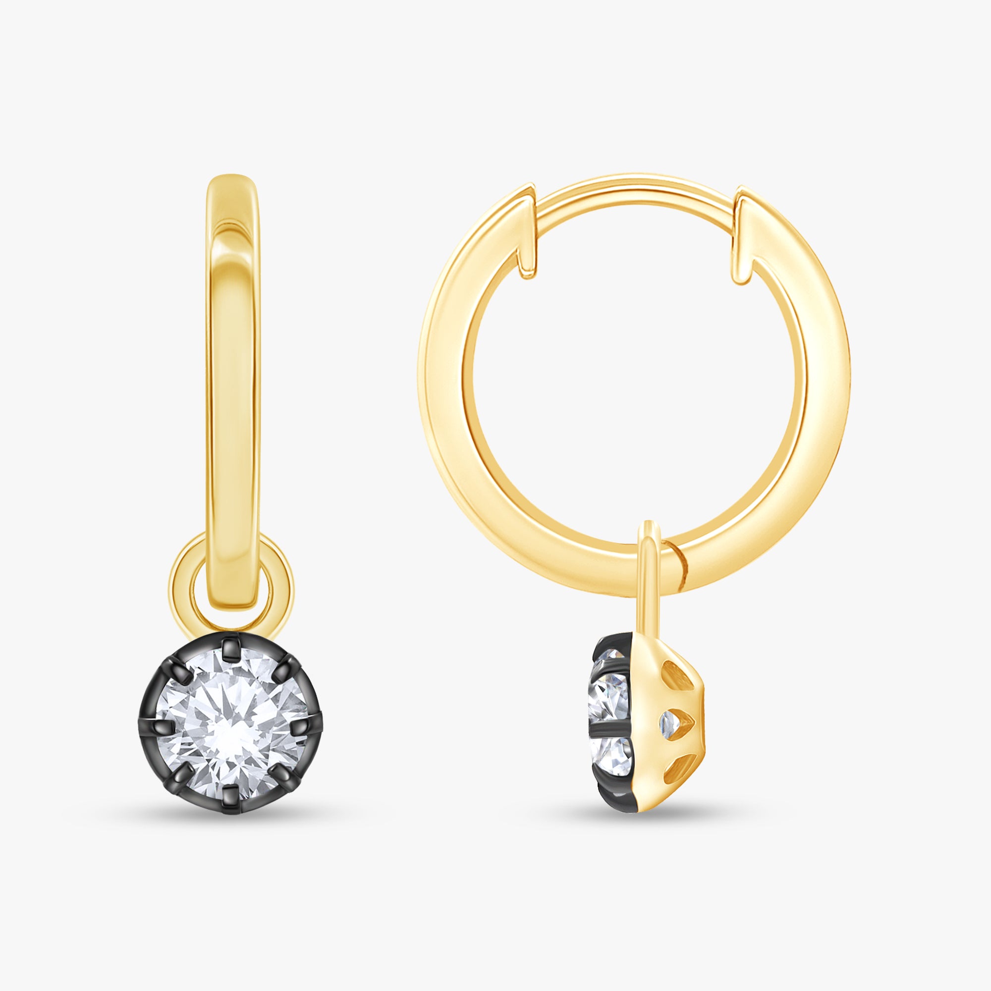 0.75 Carat Round Cut Lab Grown Diamond Drop Solitaire Earrings