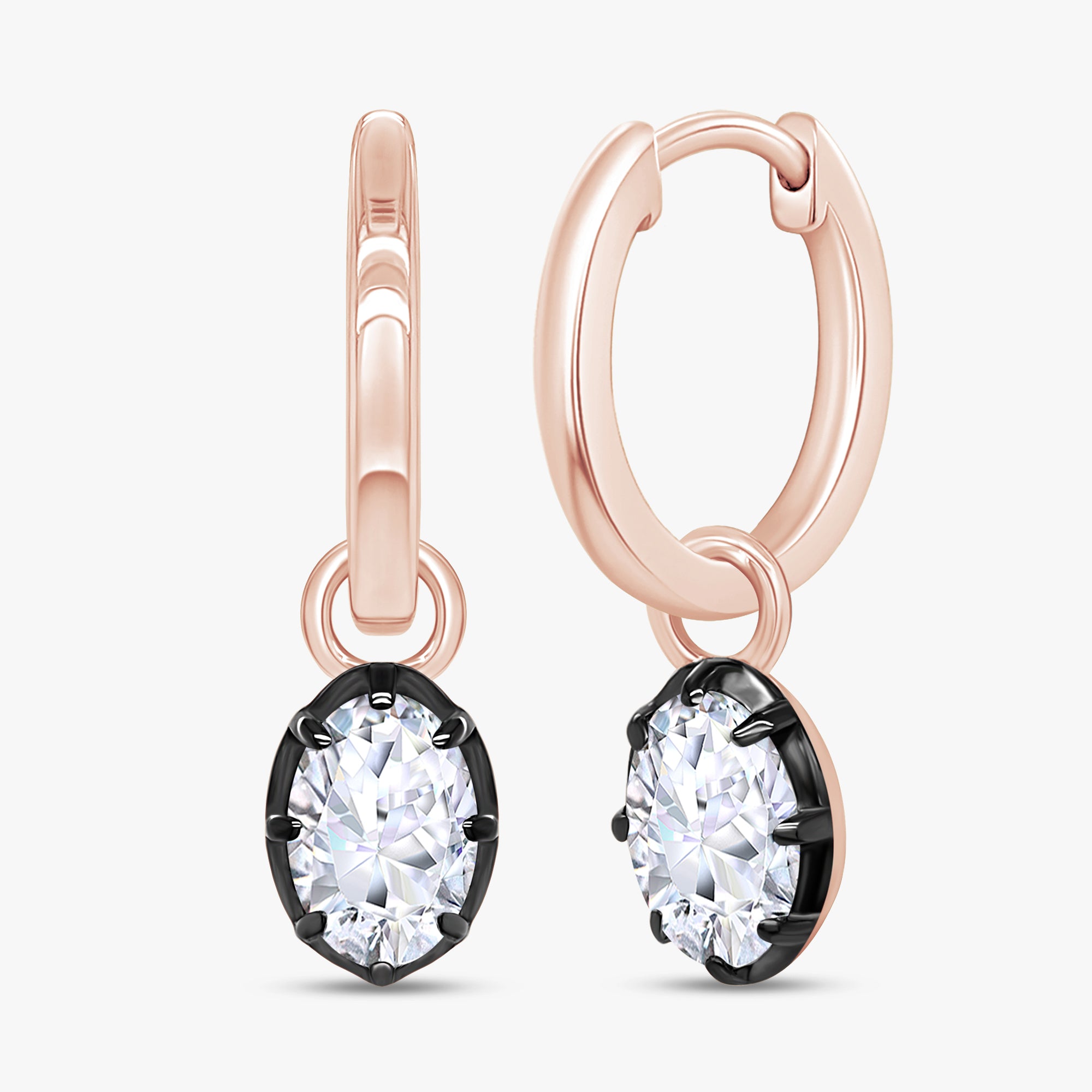 1.30 Carat Oval Cut Lab Grown Diamond Drop Solitaire Earrings