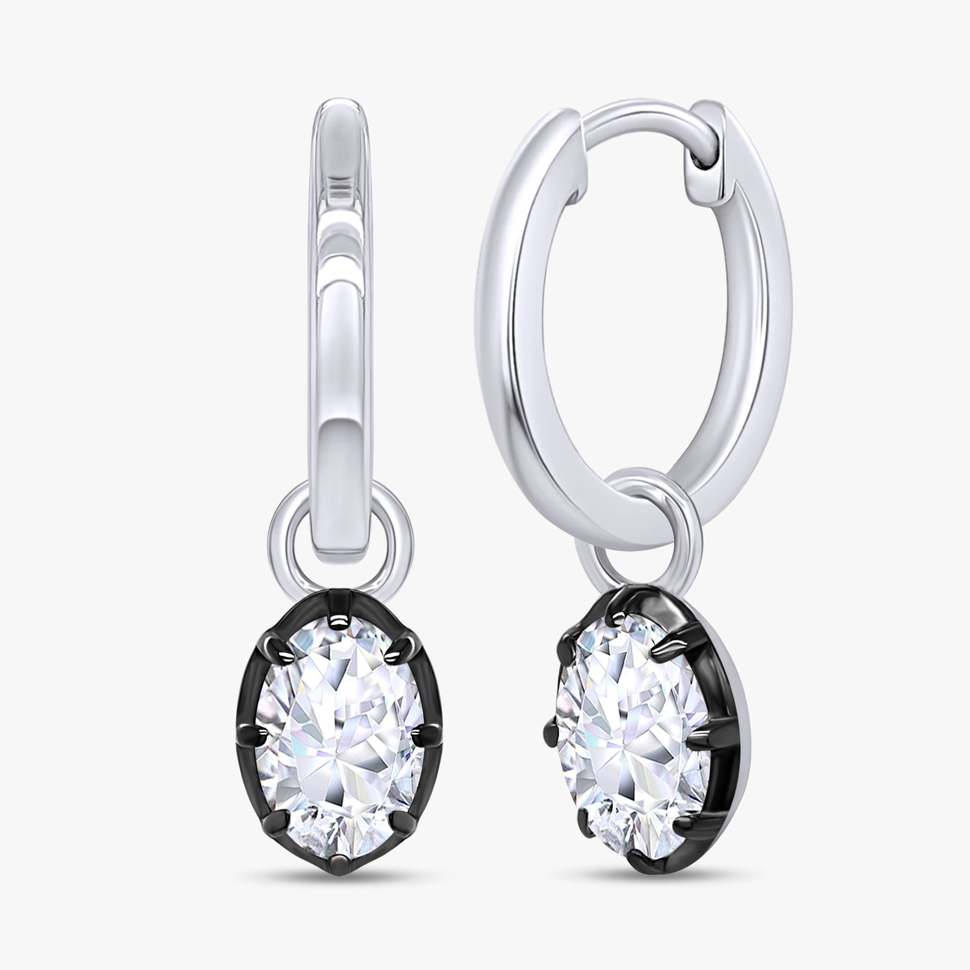 1.30 Carat Oval Cut Lab Grown Diamond Drop Solitaire Earrings