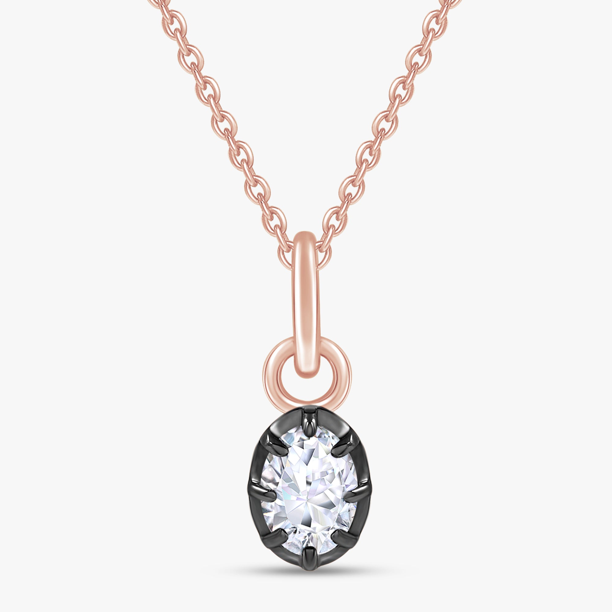 0.75 Carat Oval Cut Lab Grown Diamond Solitaire Pendant Necklace Jewelry