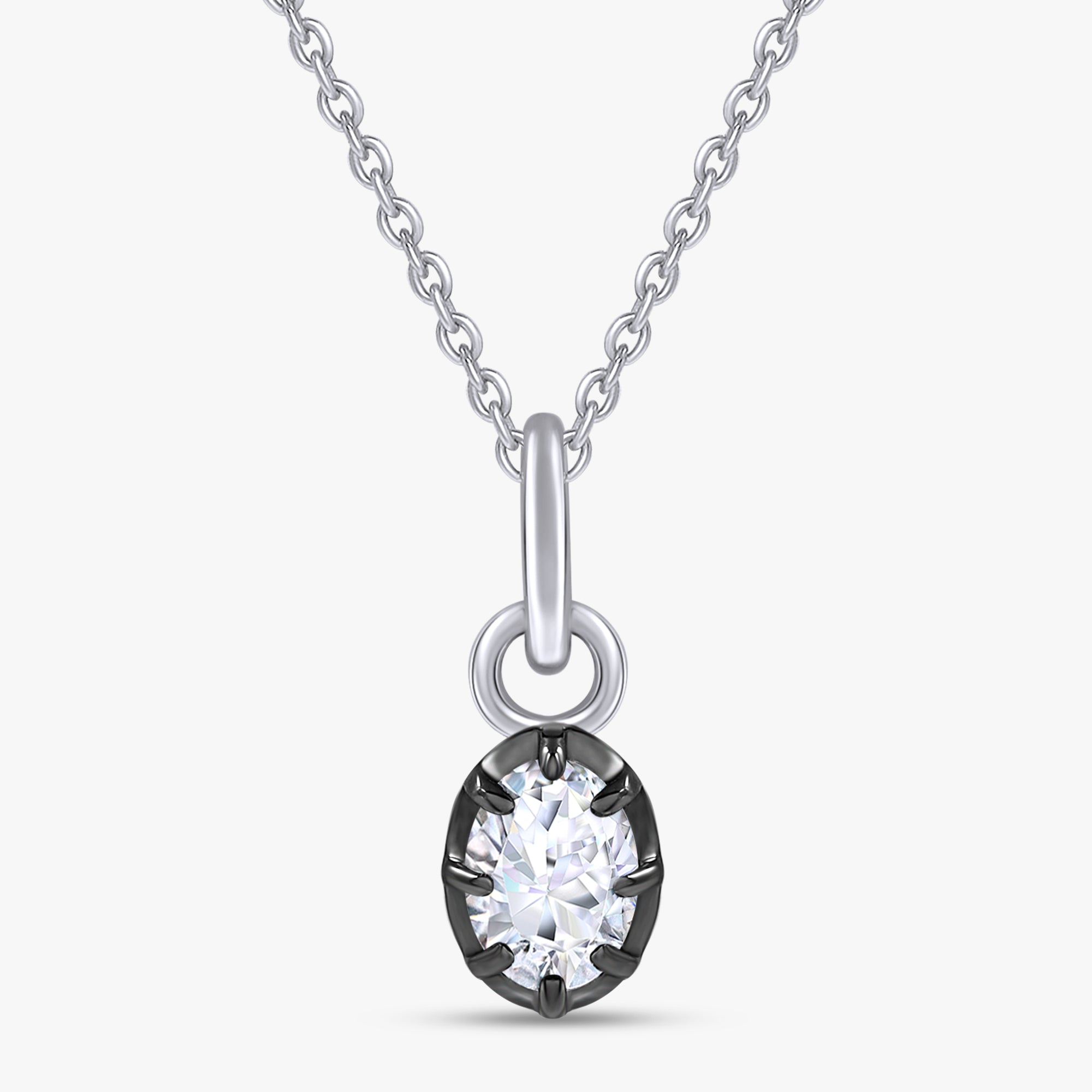 0.75 Carat Oval Cut Lab Grown Diamond Solitaire Pendant Necklace Jewelry