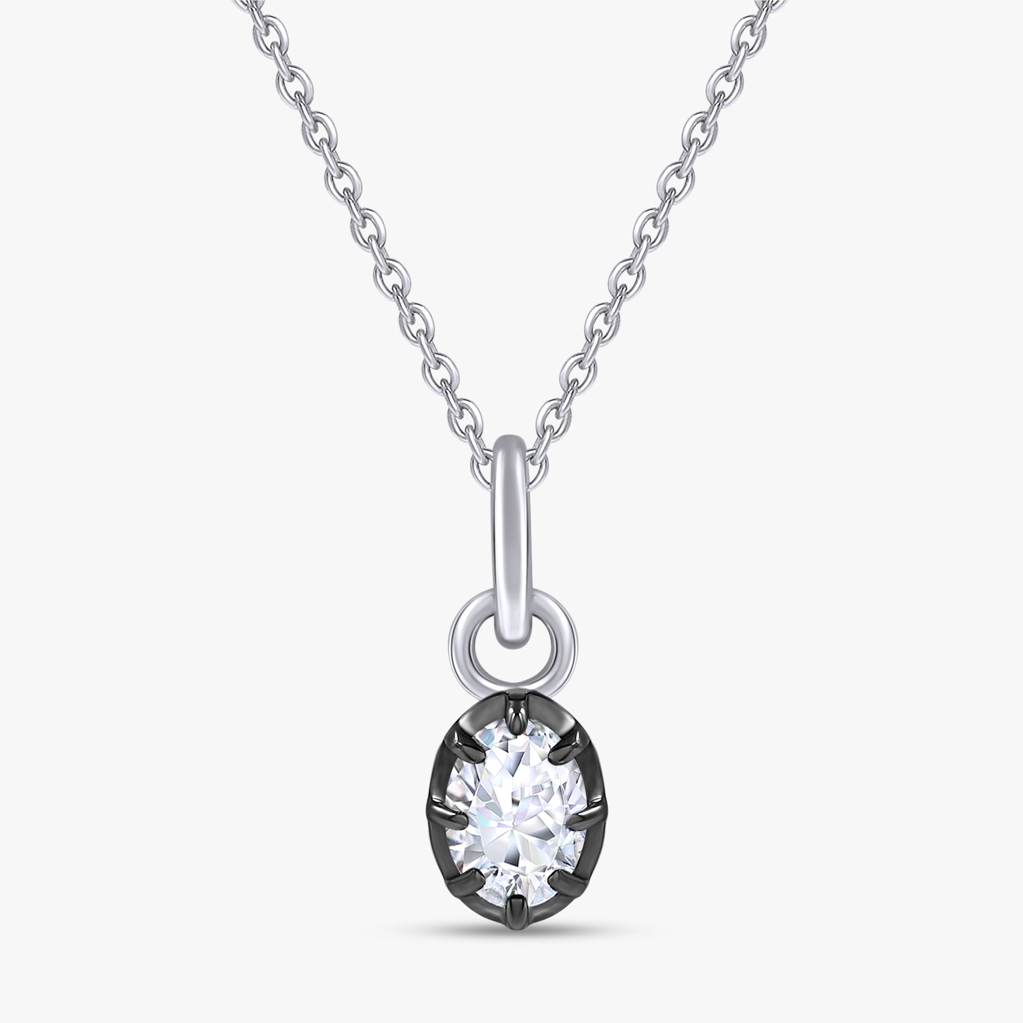 0.65 Carat Oval Cut Lab Grown Diamond Solitaire Pendant Necklace Jewelry