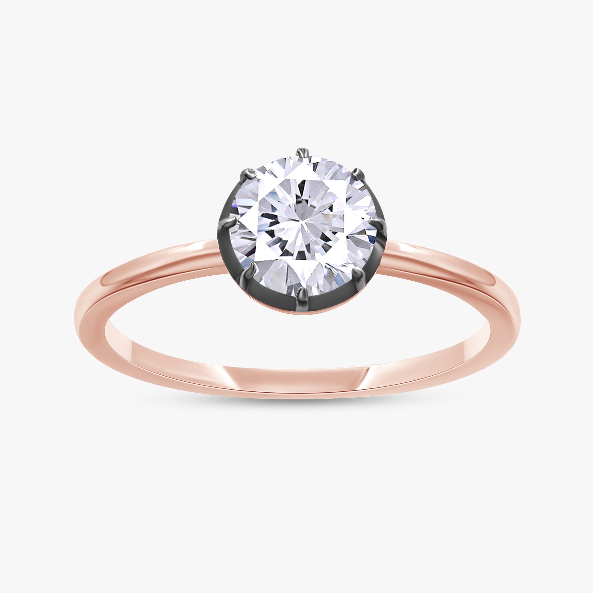1.00 Carat Round Cut Lab Grown Diamond Georgian Set Solitaire Ring