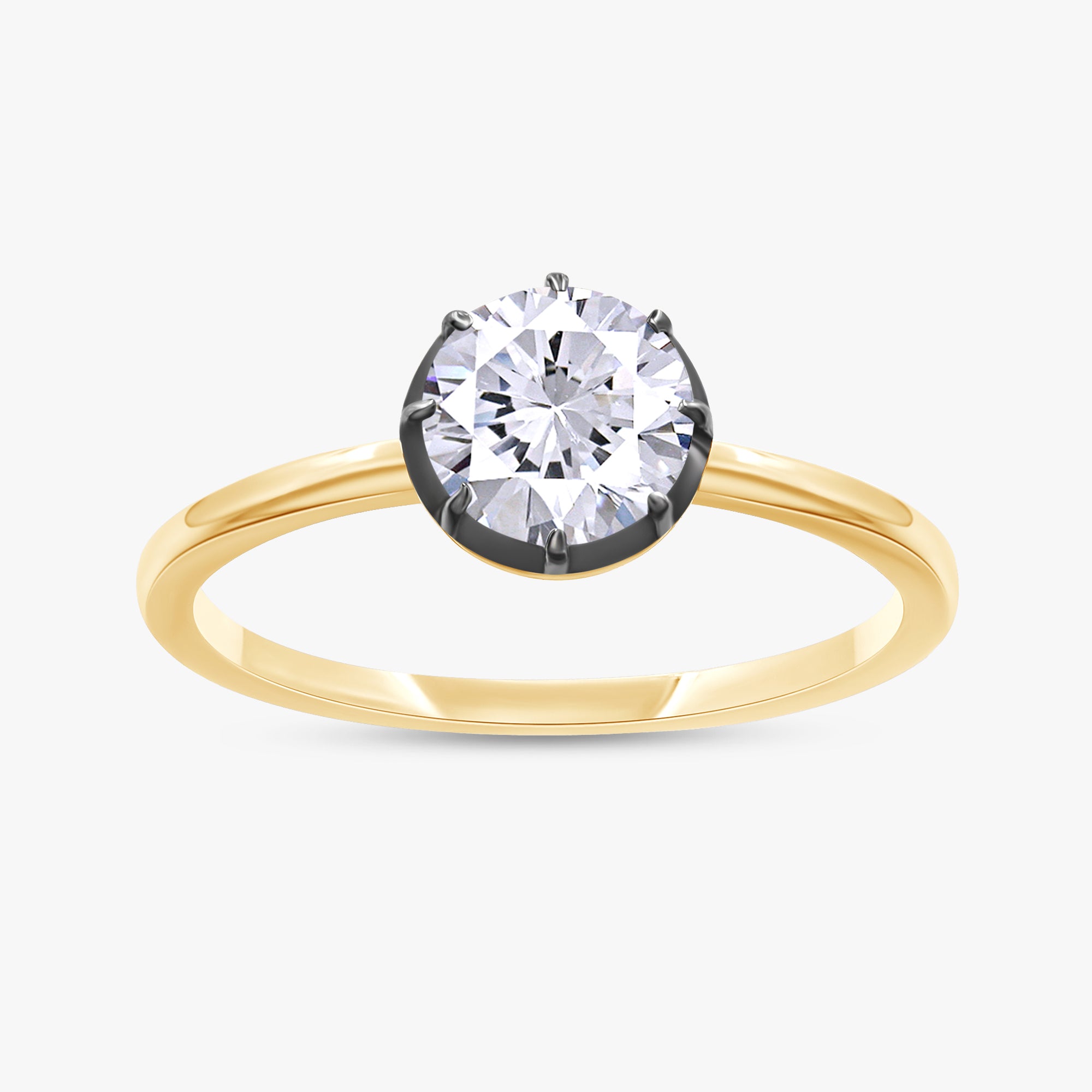 1.00 Carat Round Cut Lab Grown Diamond Georgian Set Solitaire Ring