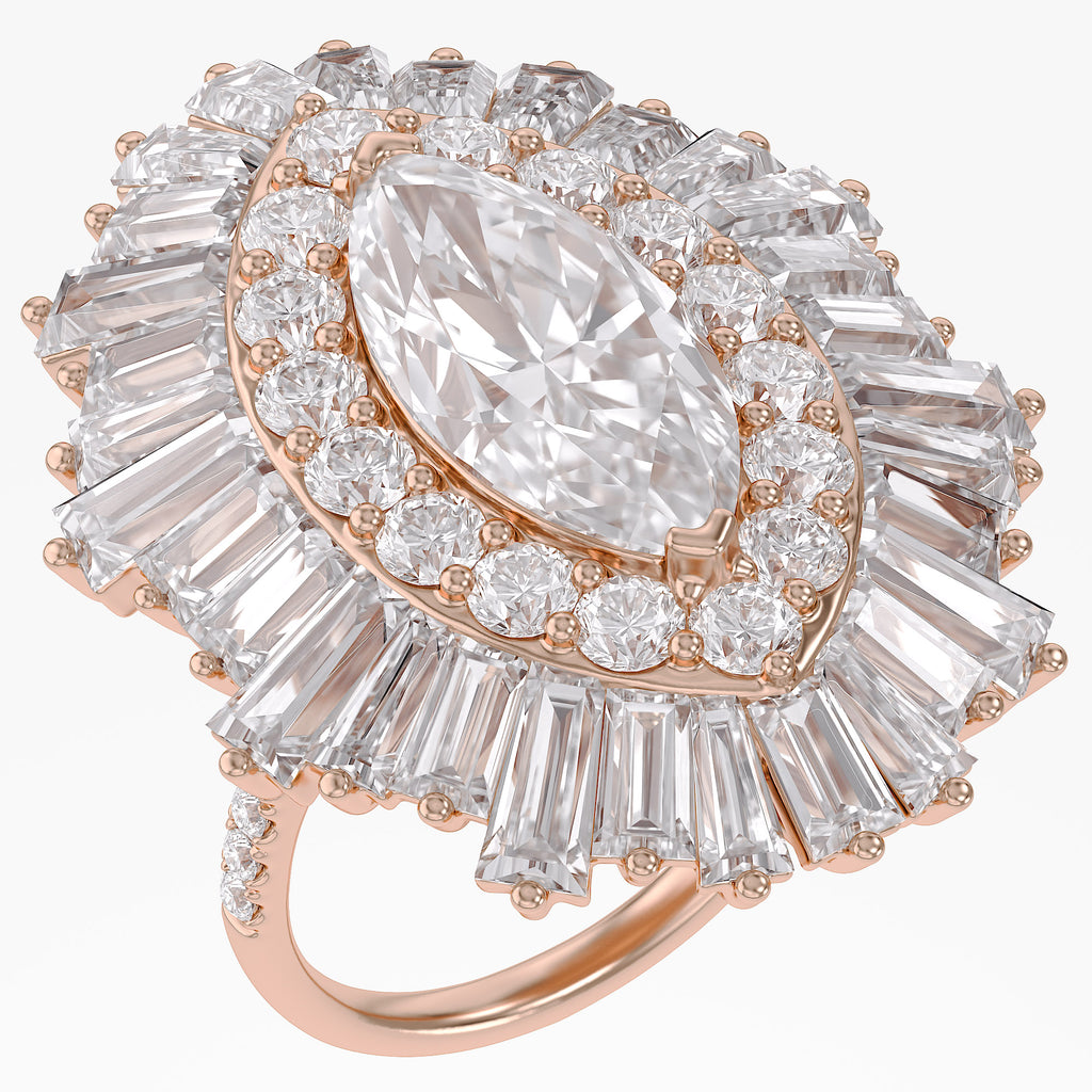 10.70 CTW Lab Grown Diamond Marquise Cut Cocktail Ring