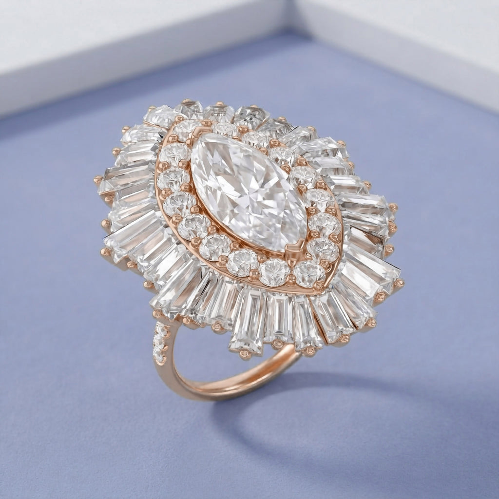 10.70 CTW Lab Grown Diamond Marquise Cut Cocktail Ring
