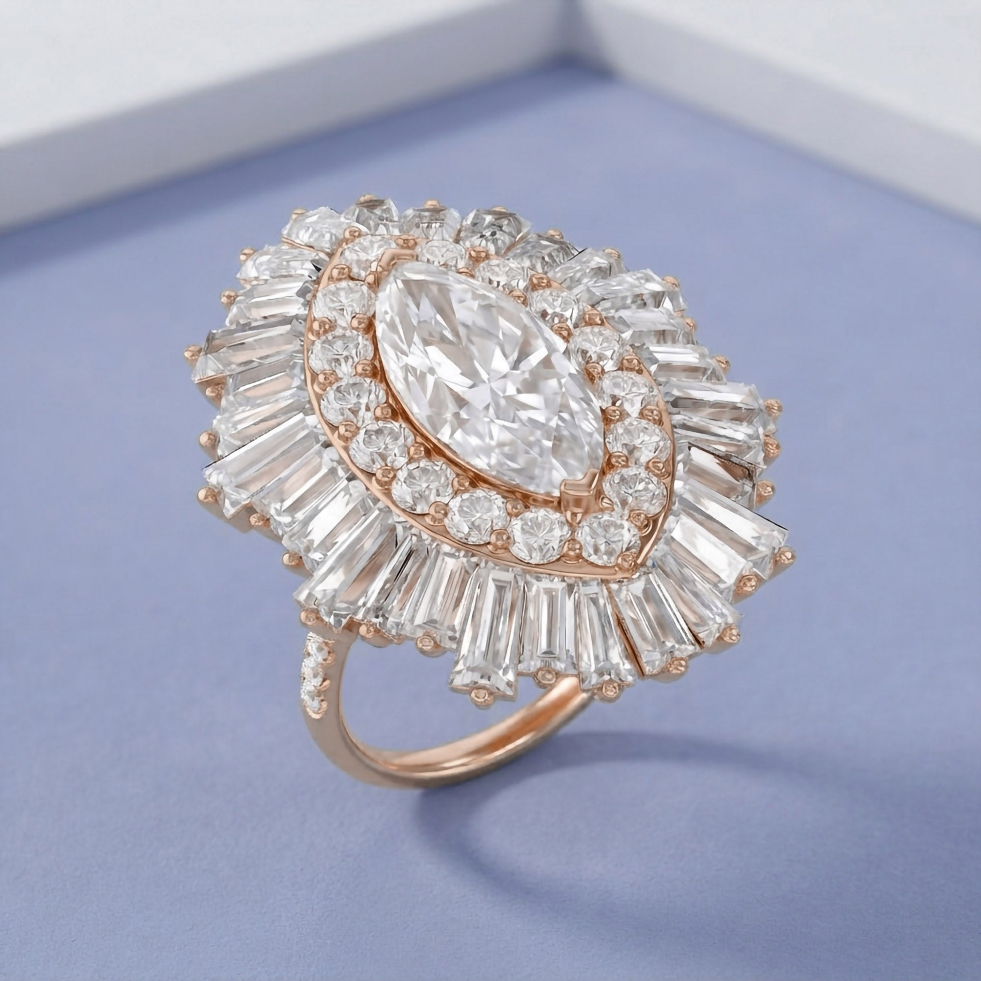 10.70 CTW Lab Grown Diamond Marquise Cut Cocktail Ring