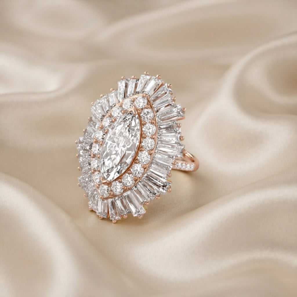 10.70 CTW Lab Grown Diamond Marquise Cut Cocktail Ring