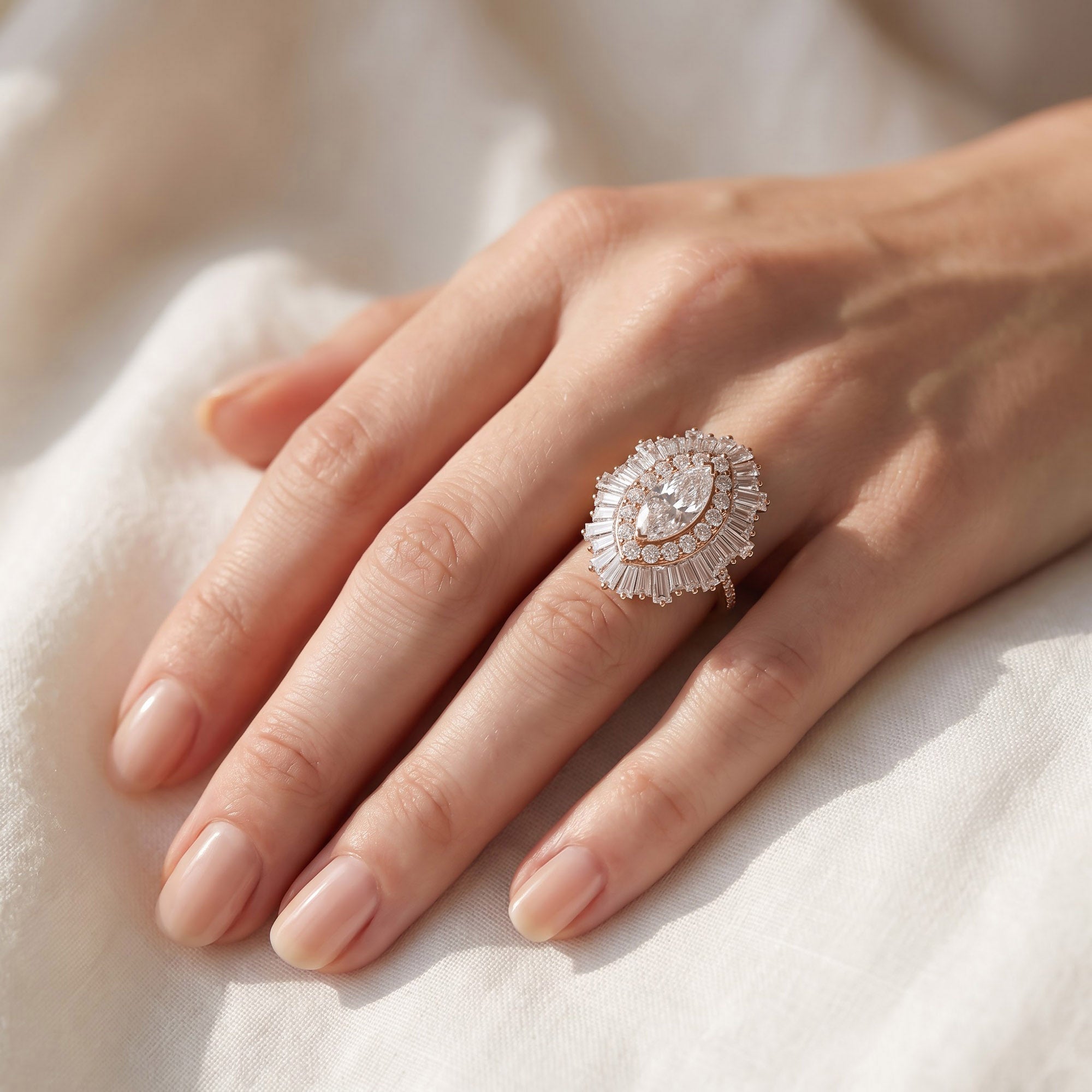 10.70 CTW Lab Grown Diamond Marquise Cut Cocktail Ring