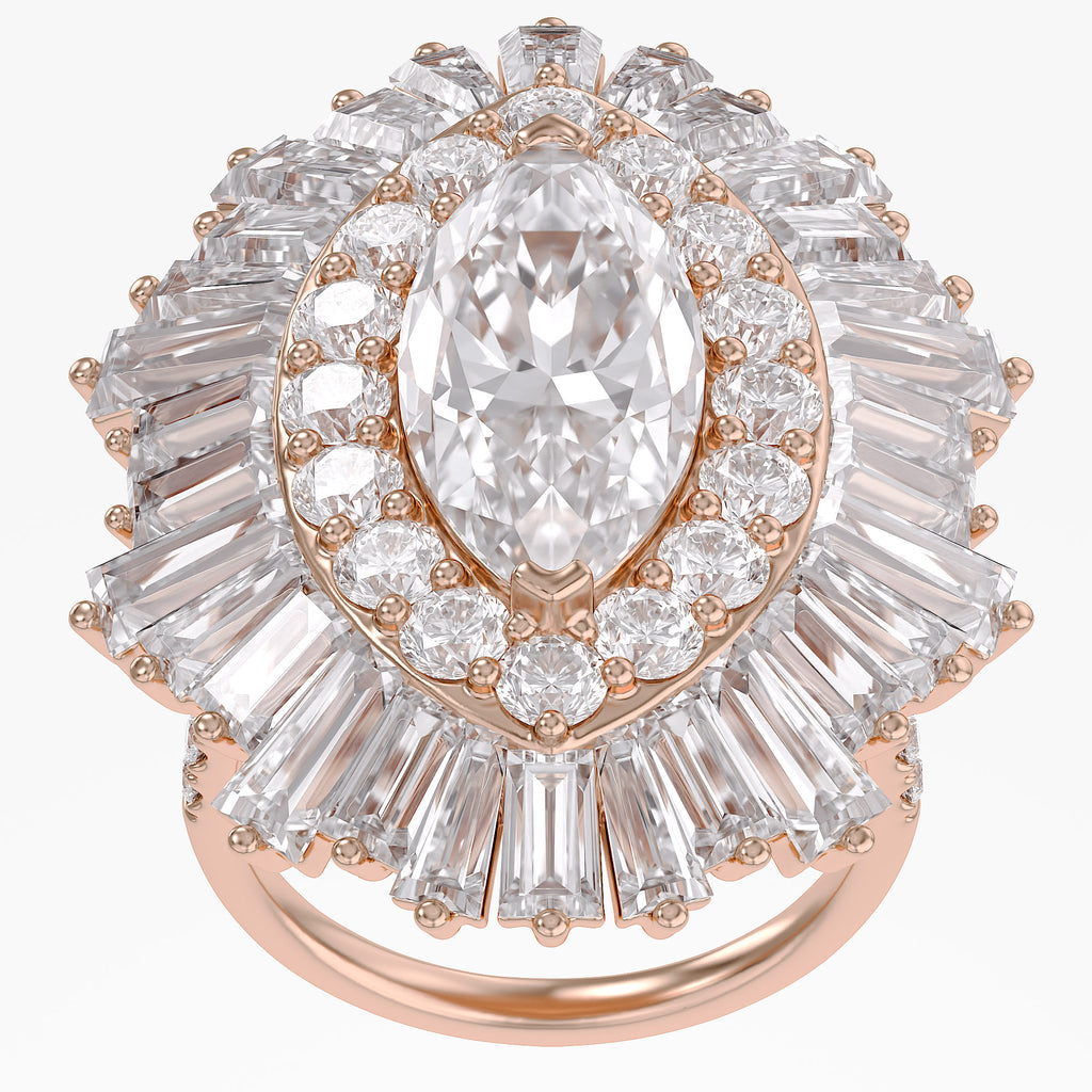 10.70 CTW Lab Grown Diamond Marquise Cut Cocktail Ring