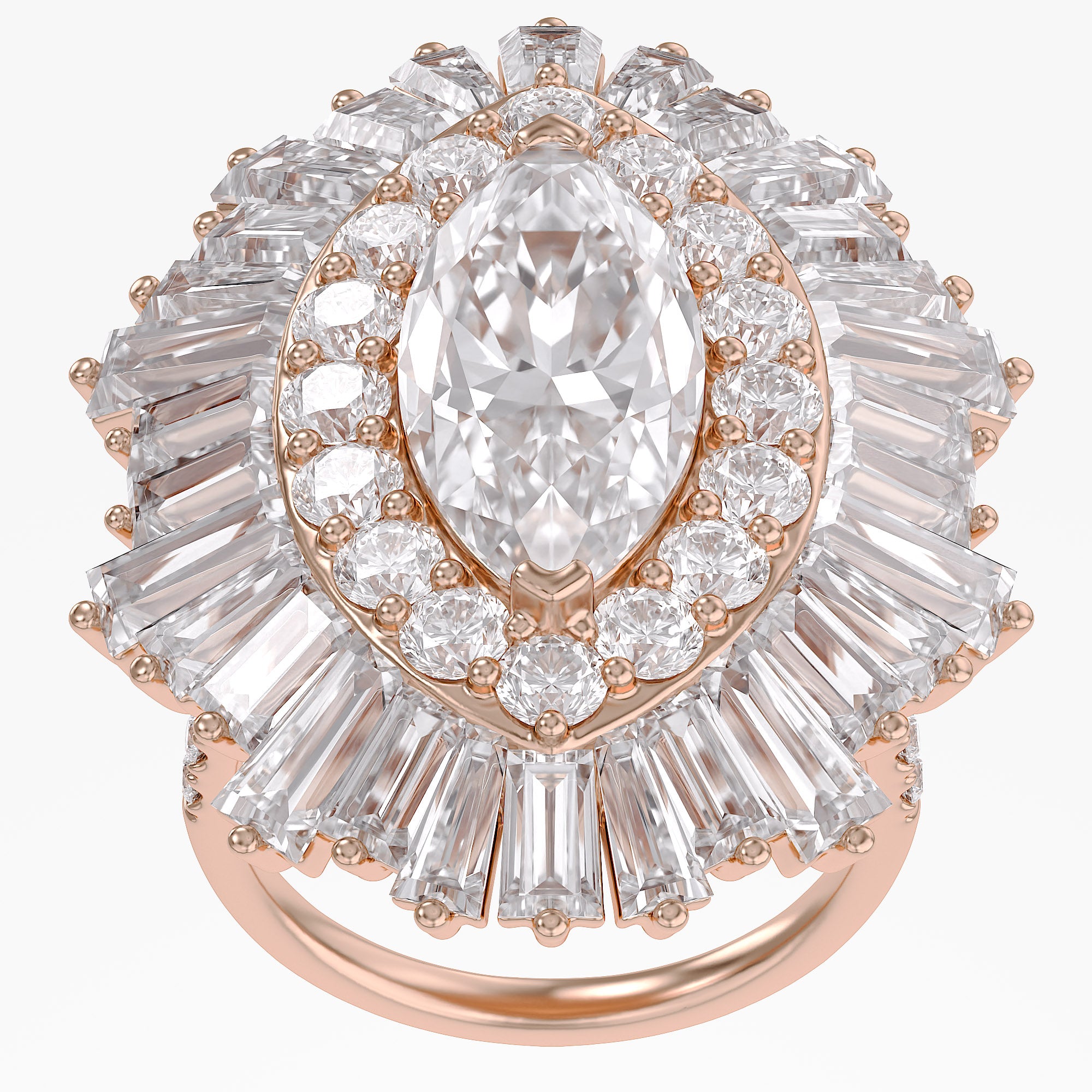 10.70 CTW Lab Grown Diamond Marquise Cut Cocktail Ring