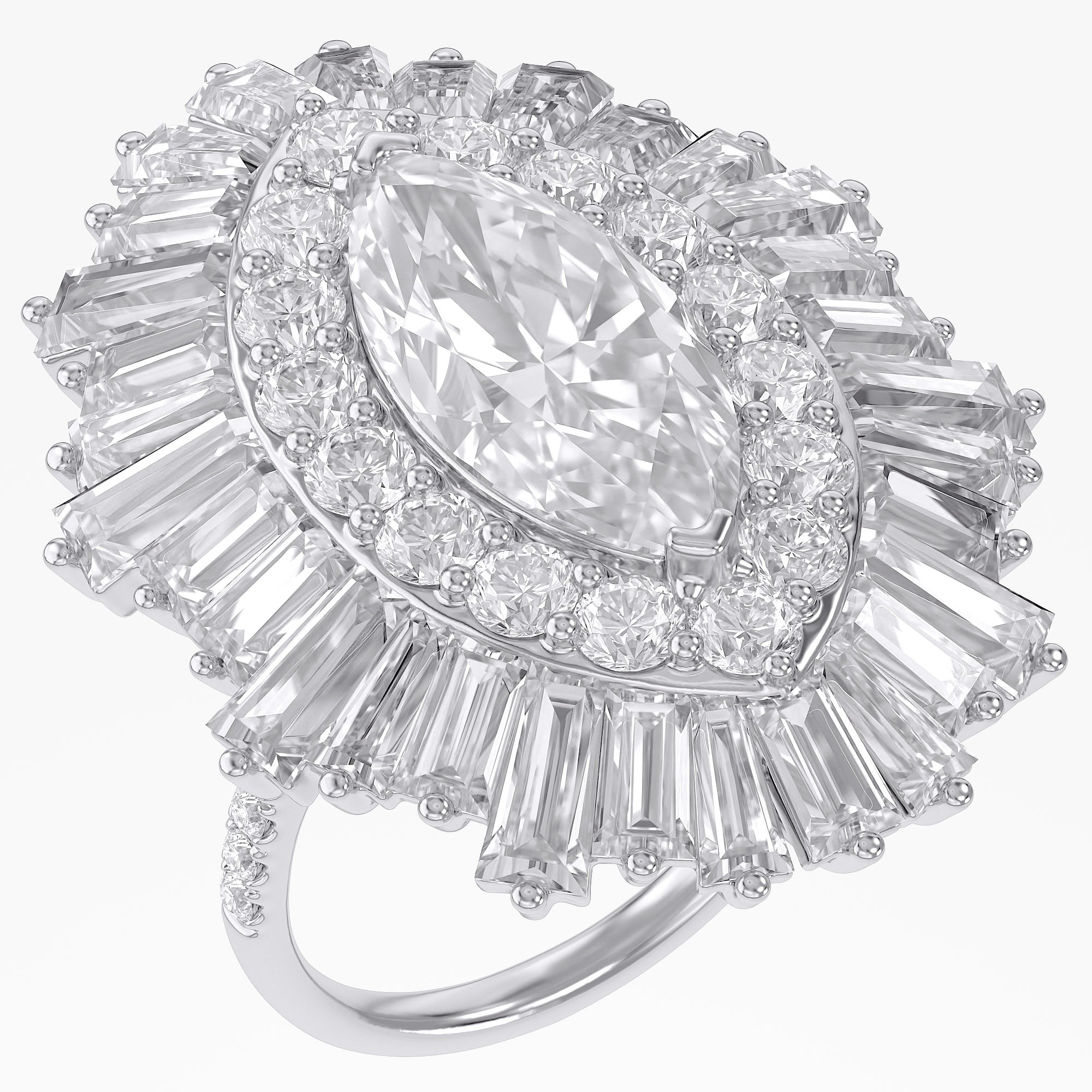 10.70 CTW Lab Grown Diamond Marquise Cut Cocktail Ring