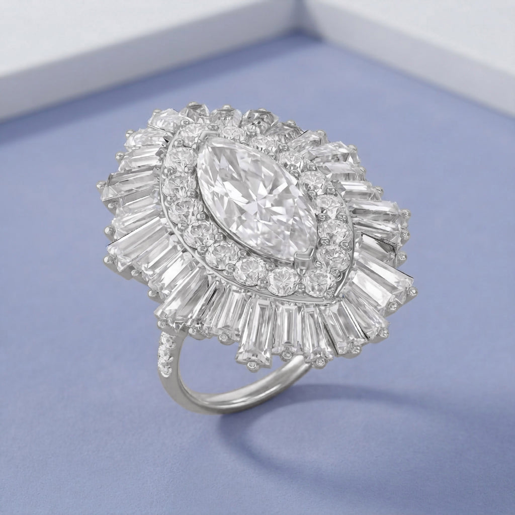 10.70 CTW Lab Grown Diamond Marquise Cut Cocktail Ring