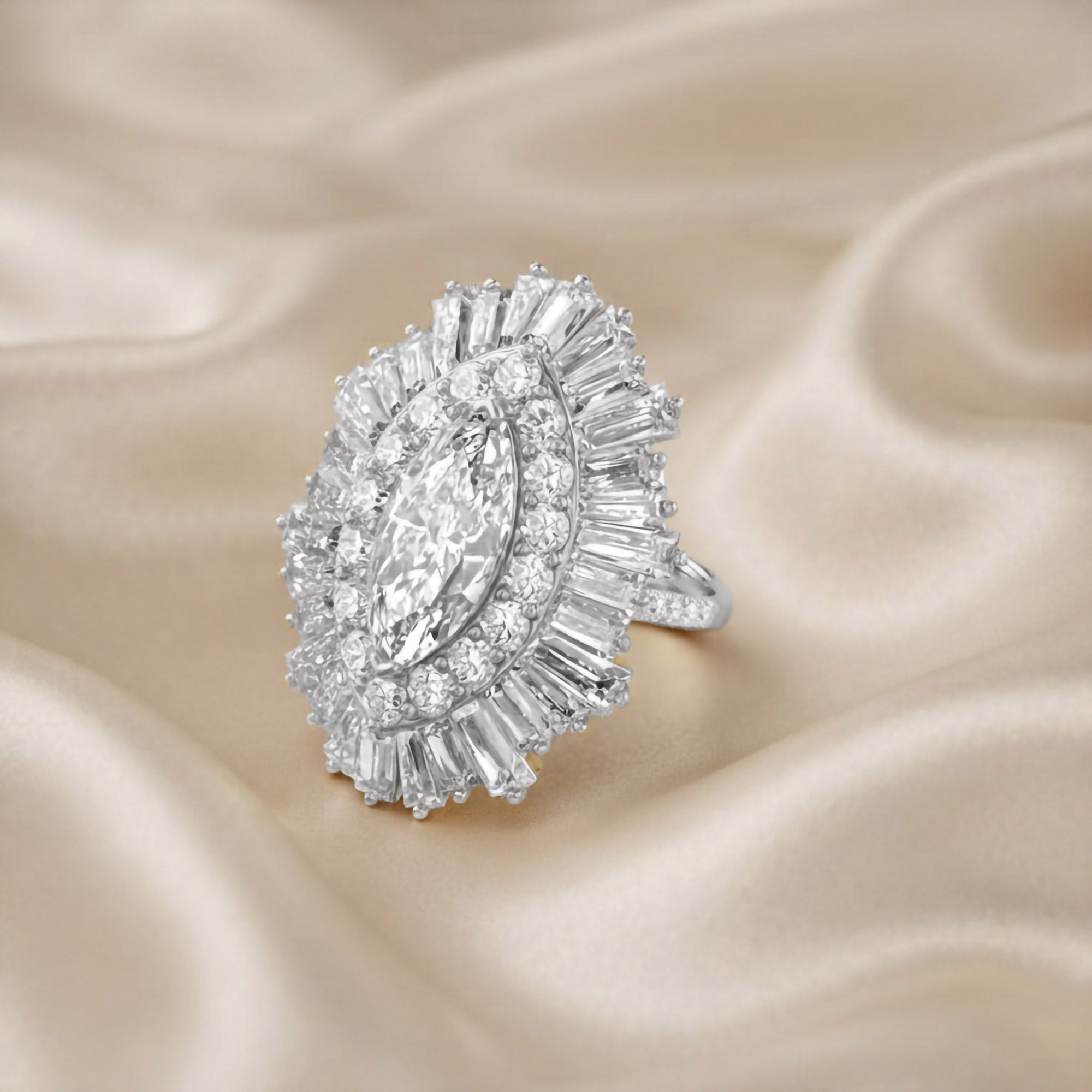 10.70 CTW Lab Grown Diamond Marquise Cut Cocktail Ring