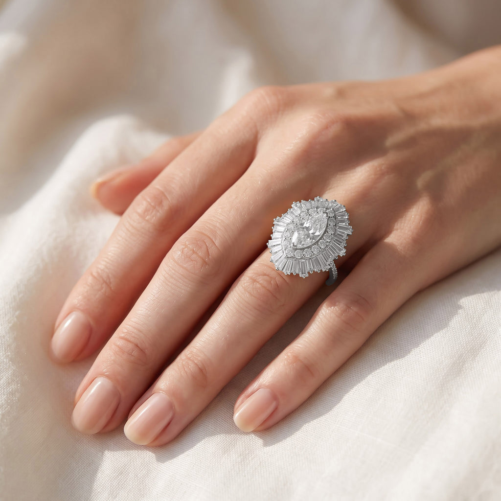 10.70 CTW Lab Grown Diamond Marquise Cut Cocktail Ring