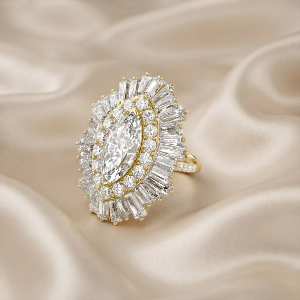 10.70 CTW Lab Grown Diamond Marquise Cut Cocktail Ring