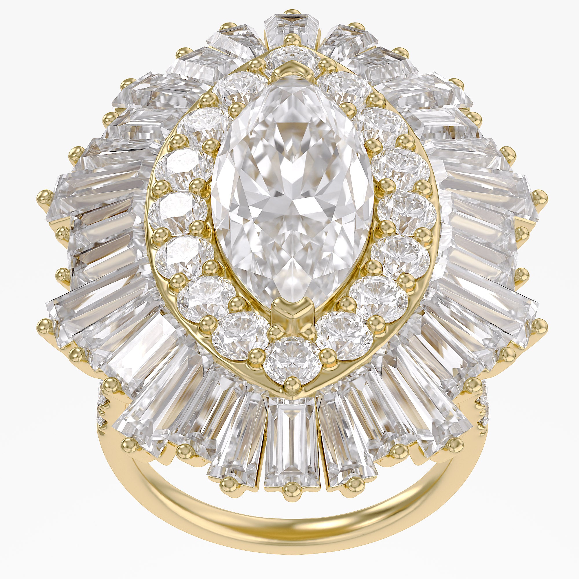 10.70 CTW Lab Grown Diamond Marquise Cut Cocktail Ring